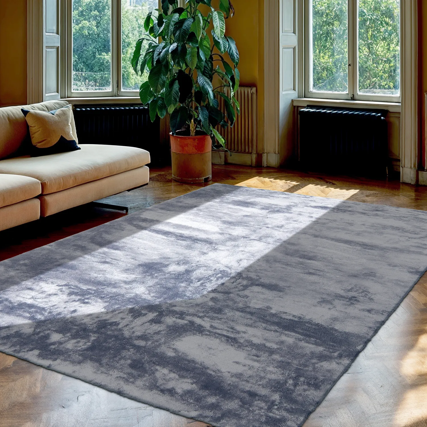 Tapis à poils longs - Aranga Super Soft Fur (bleu acier)