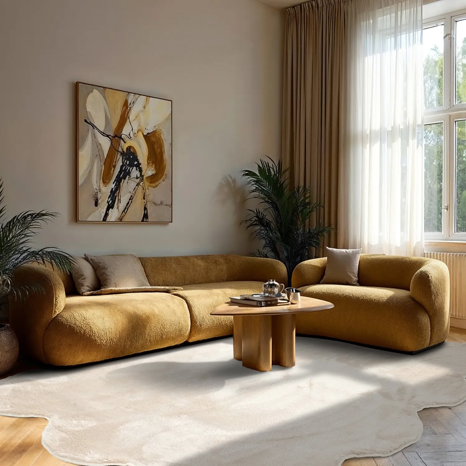 Tapis shaggy ondulé - Aranga Super Soft Fur (beige)