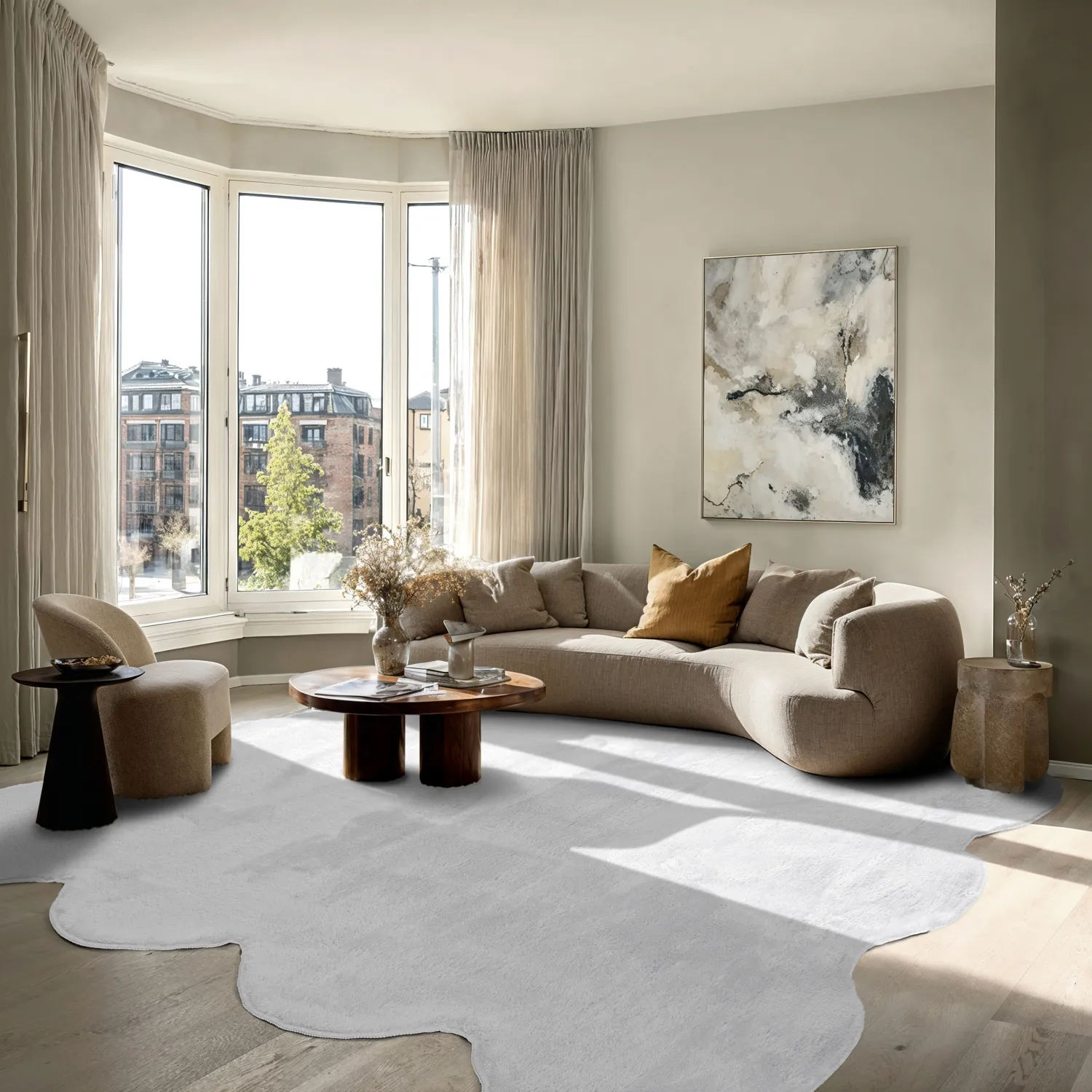 Tapis shaggy ondulé - Aranga Super Soft Fur (blanc)