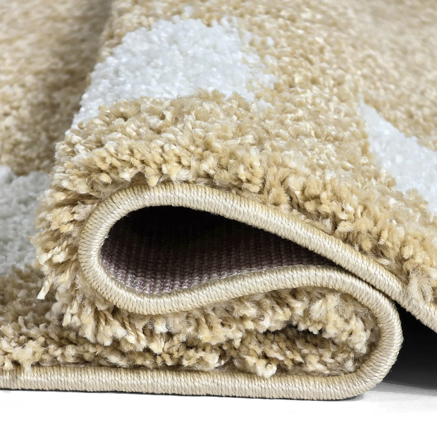 Tapis à poils longs - Asilah (beige/blanc)