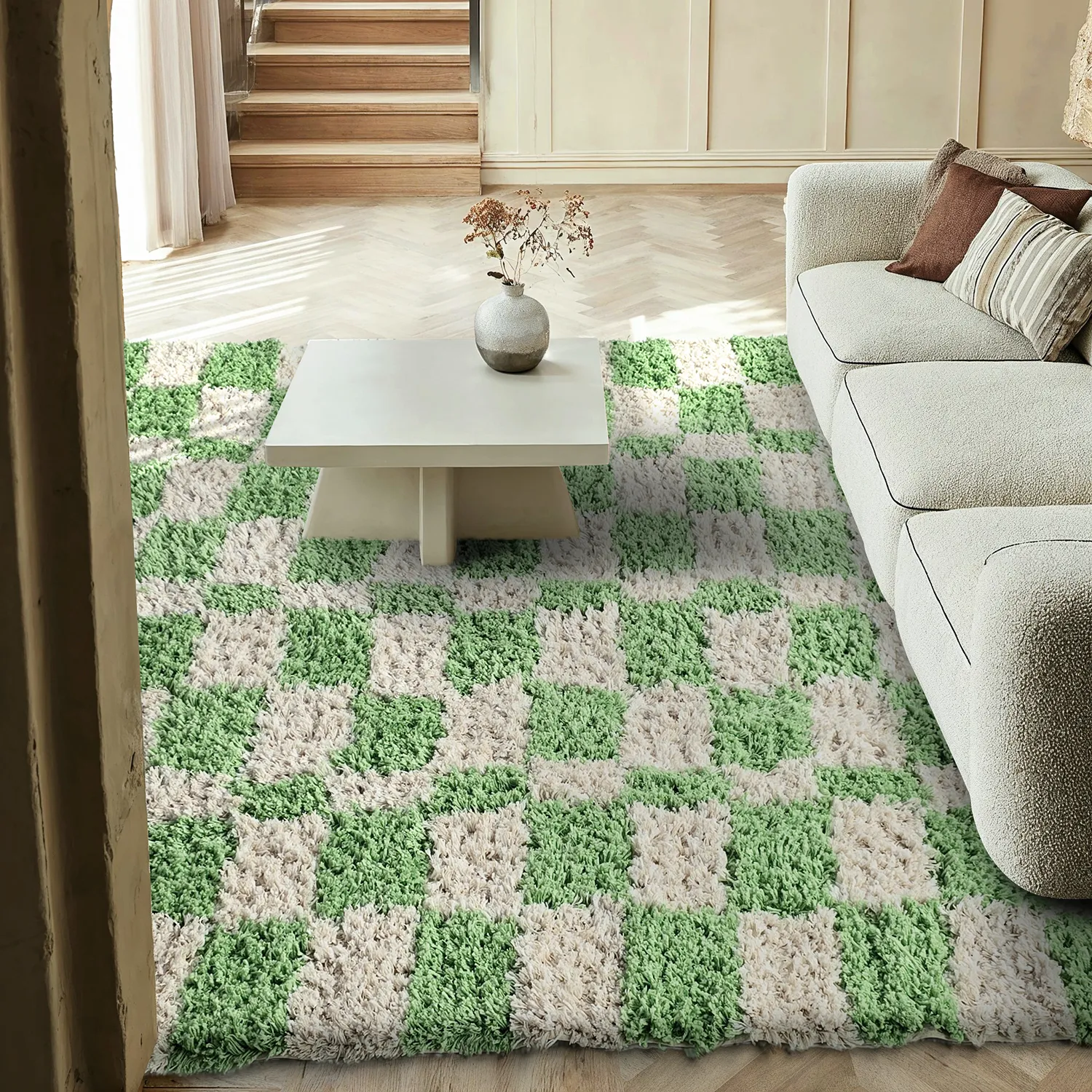 Tapis shaggy - Atrani Natural Cotton Shaggy (vert)