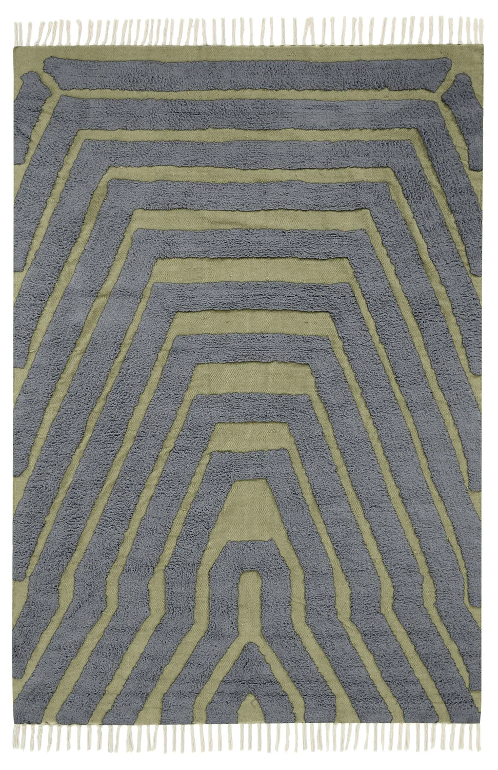 Tapis à poils longs - Callista Natural Cotton Shaggy (noir/vert)