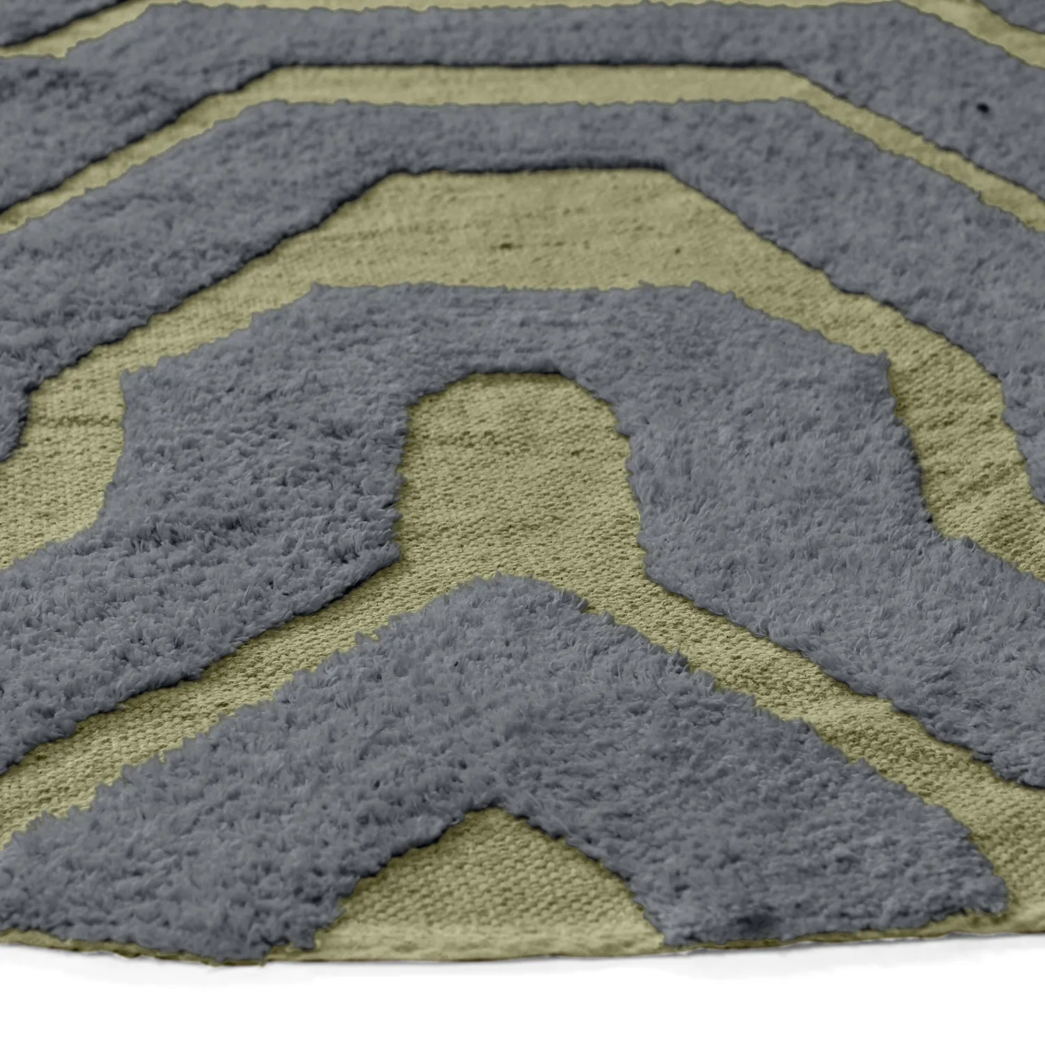 Tapis rond - Callista Natural Cotton Shaggy (noir/vert)
