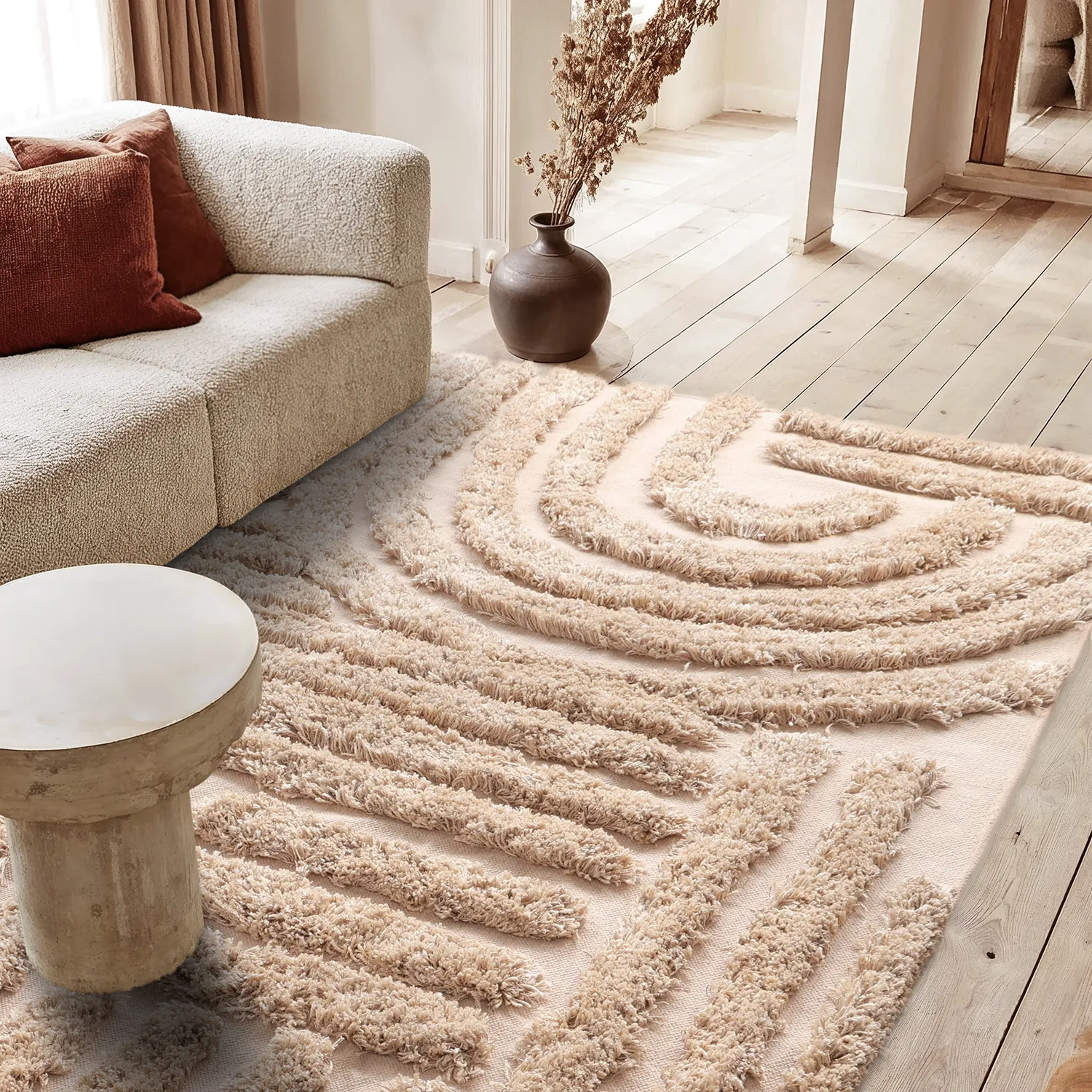 Tapis shaggy - Cazorla Natural Cotton Shaggy (beige)