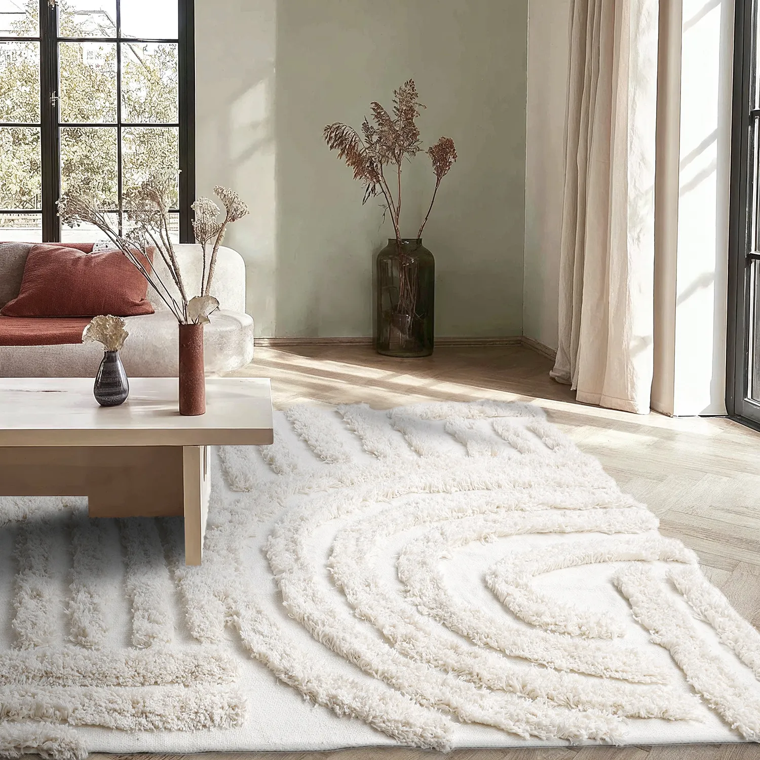Tapis shaggy - Cazorla Natural Cotton Shaggy (blanc cassé)