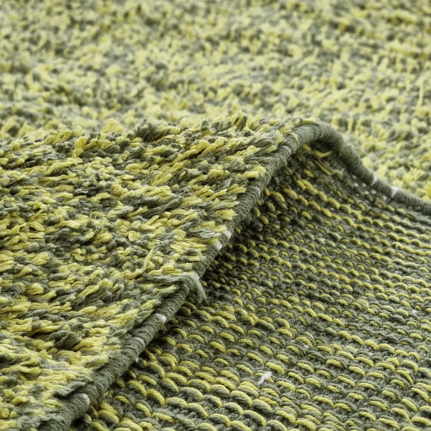 Tapis à poils longs - Celina Natural Cotton Shaggy (vert/jaune)