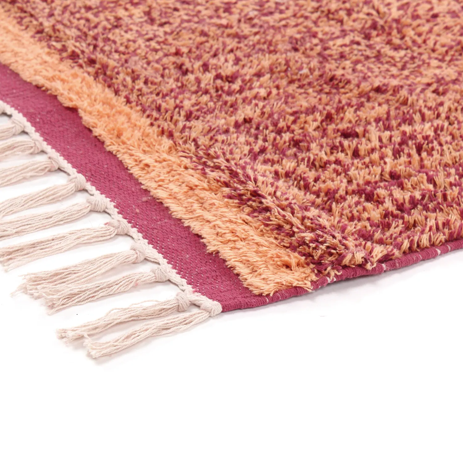 Tapis à poils longs - Celina Natural Cotton Shaggy (rouge)