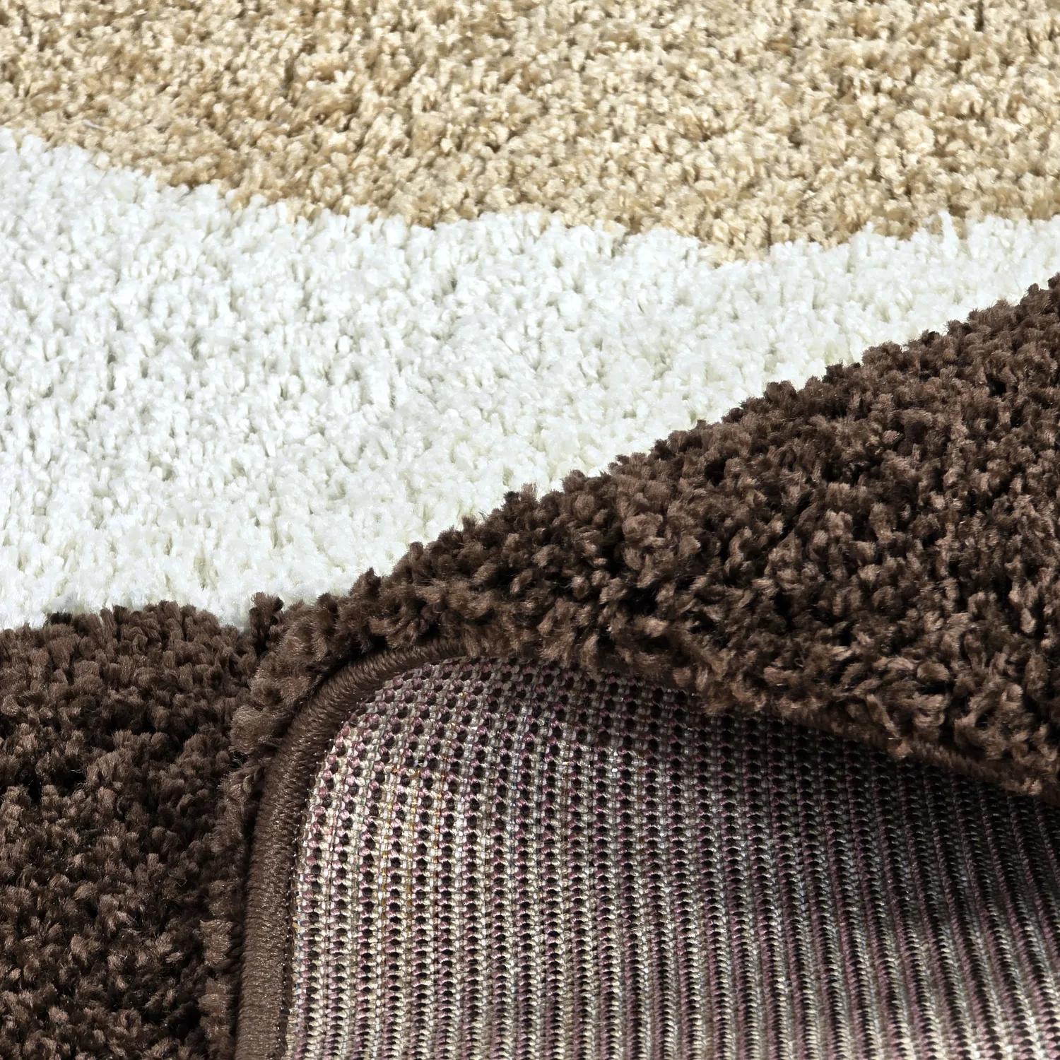 Tapis à poils longs - Chiniot (marron/beige/blanc)
