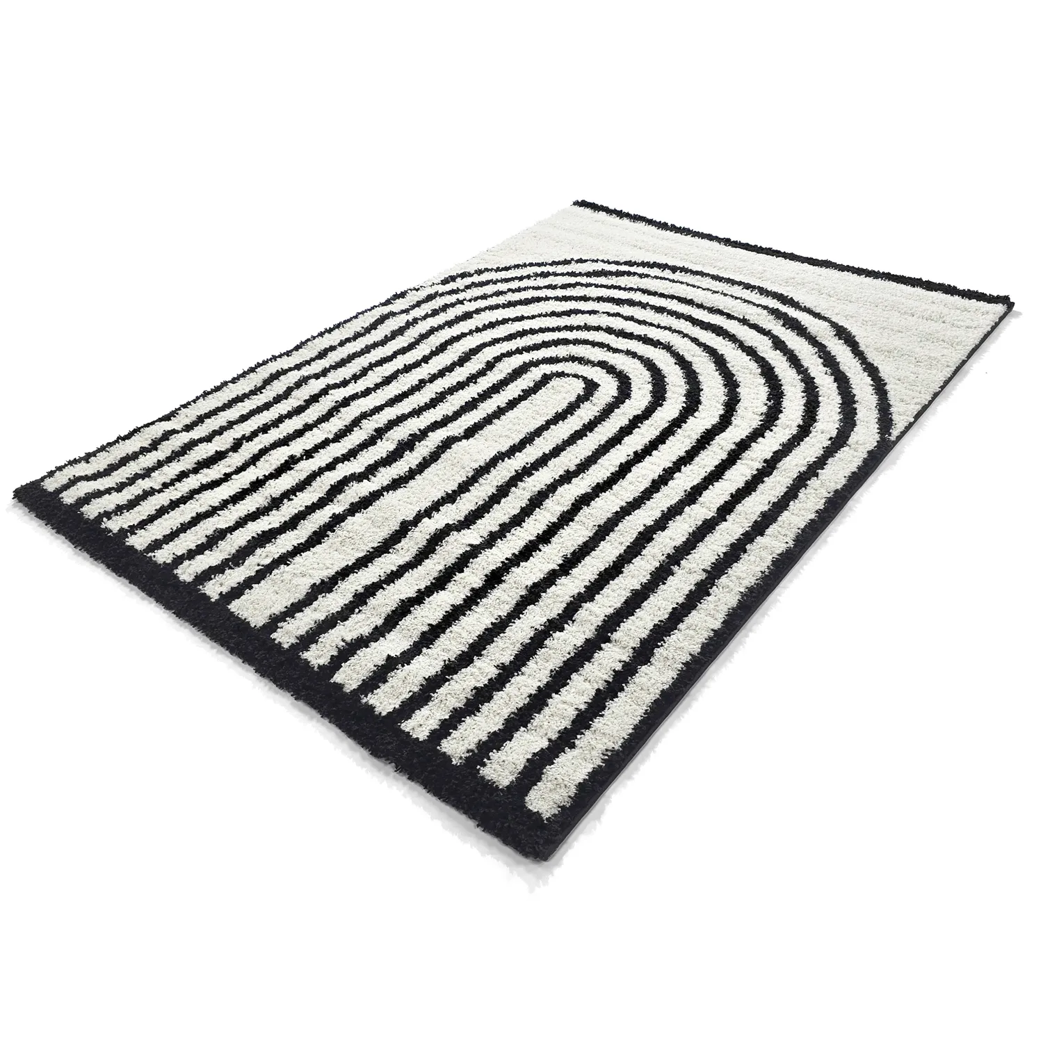 Tapis à poils longs - Cluny (blanc/noir)