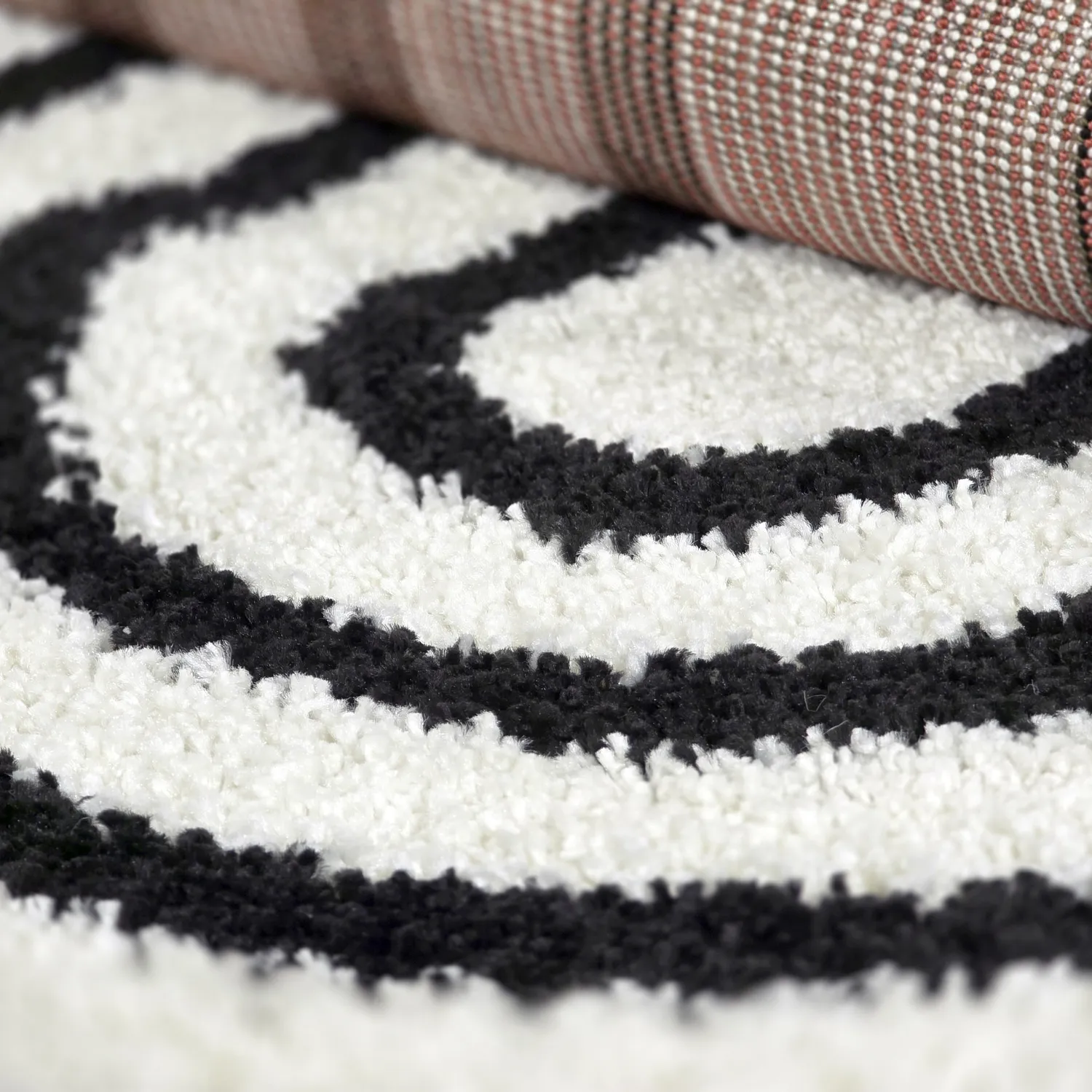 Tapis à poils longs - Cluny (blanc/noir)