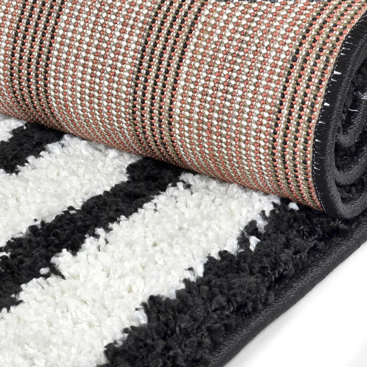 Tapis à poils longs - Cluny (blanc/noir)