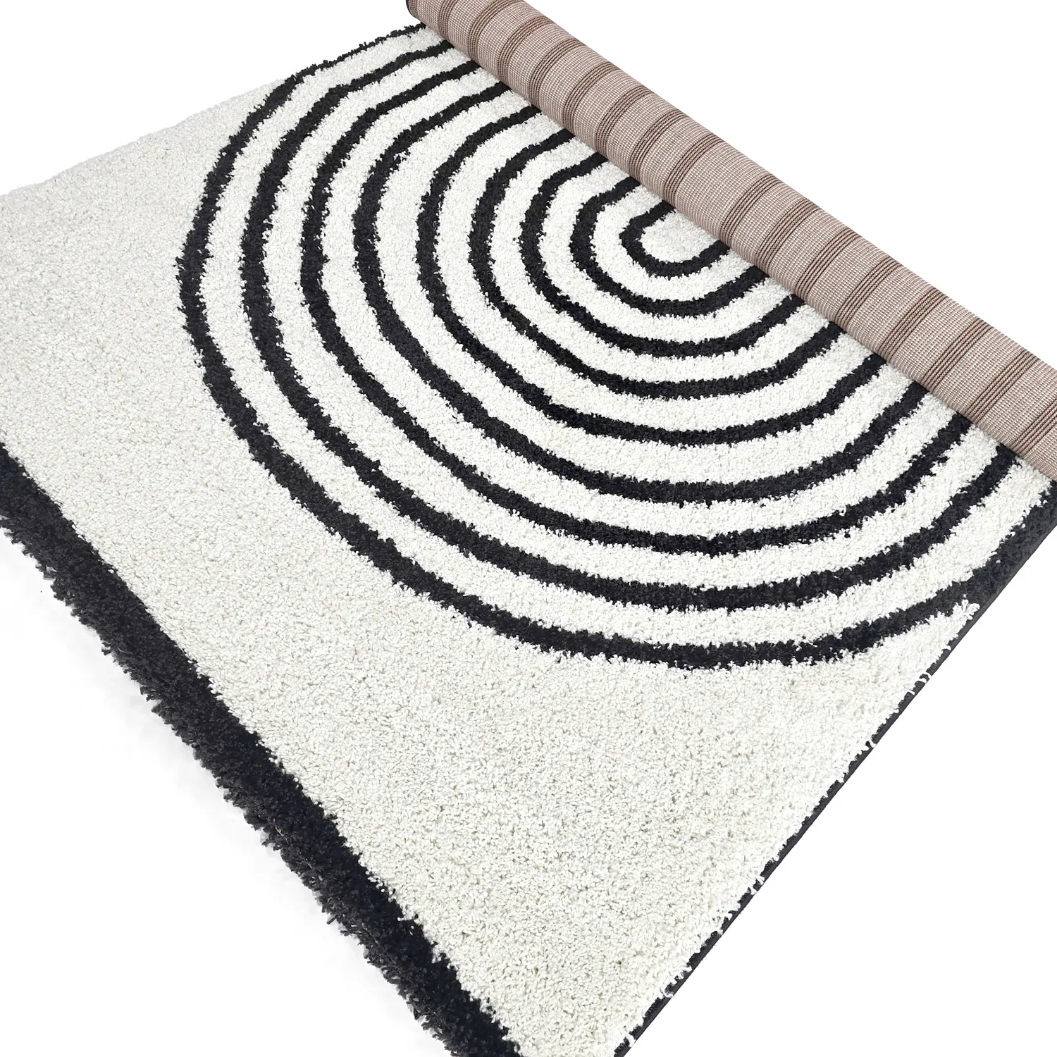 Tapis à poils longs - Cluny (blanc/noir)