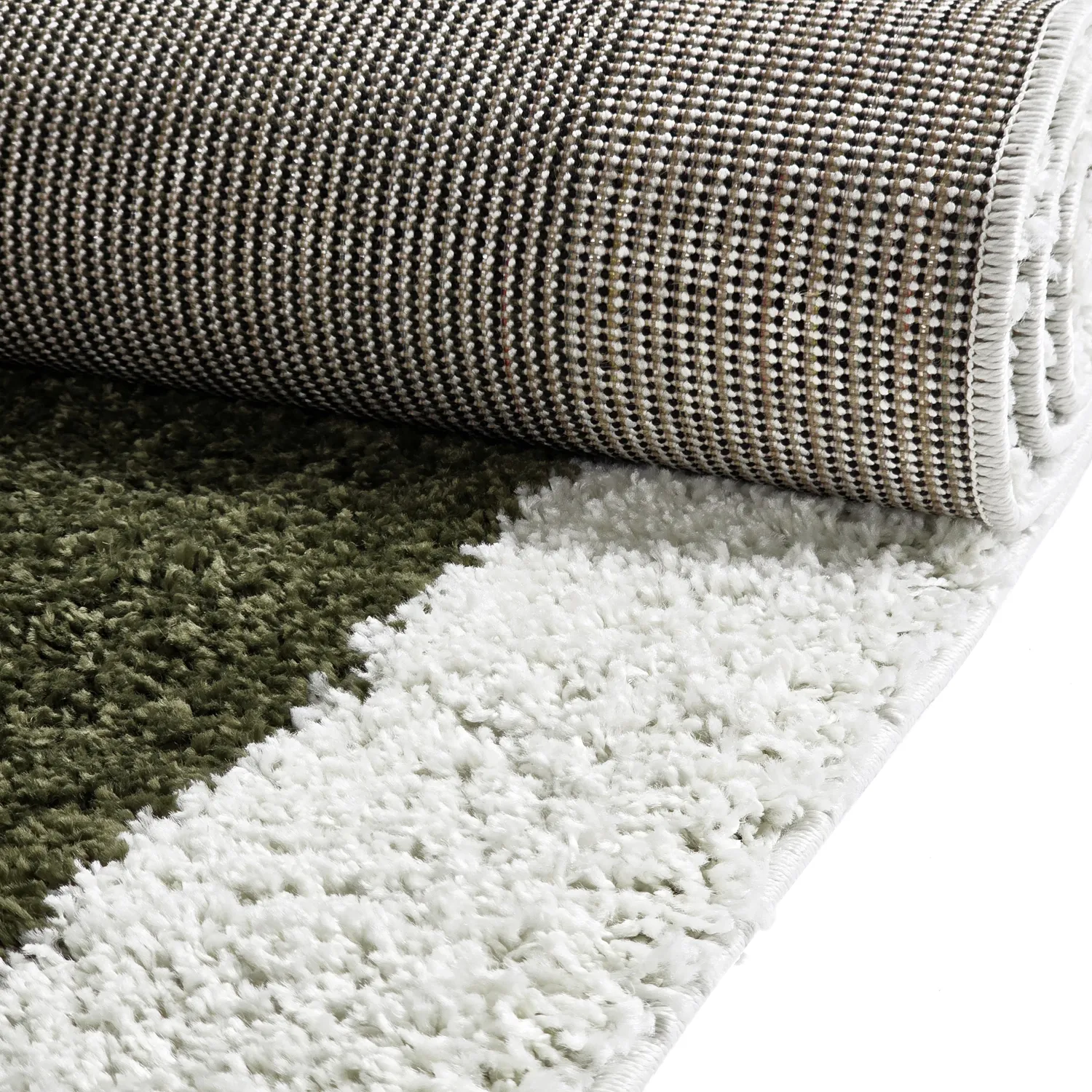 Tapis à poils longs - Conques (vert/blanc)