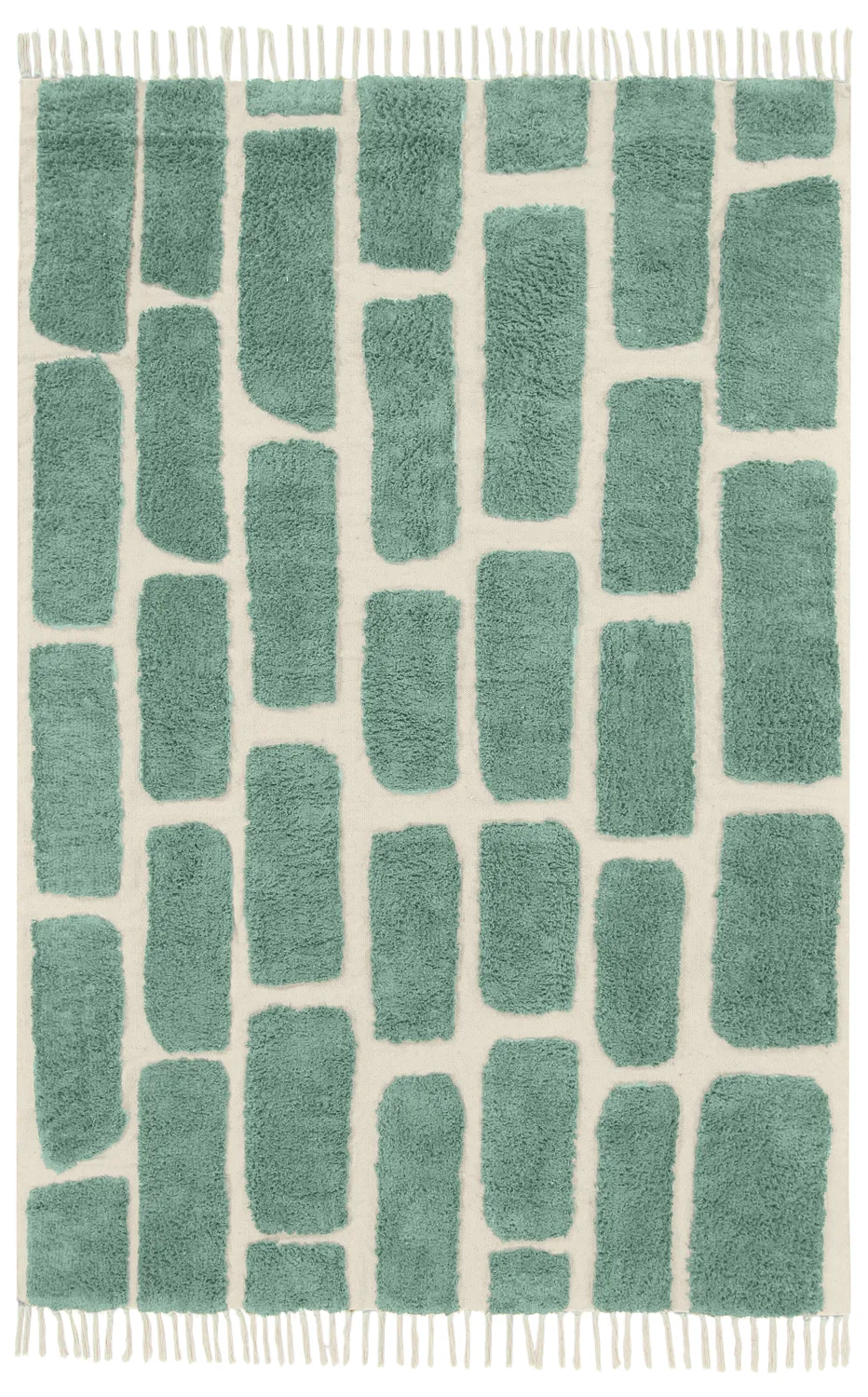 Tapis à poils longs - Cyrus Natural Cotton Shaggy (vert)