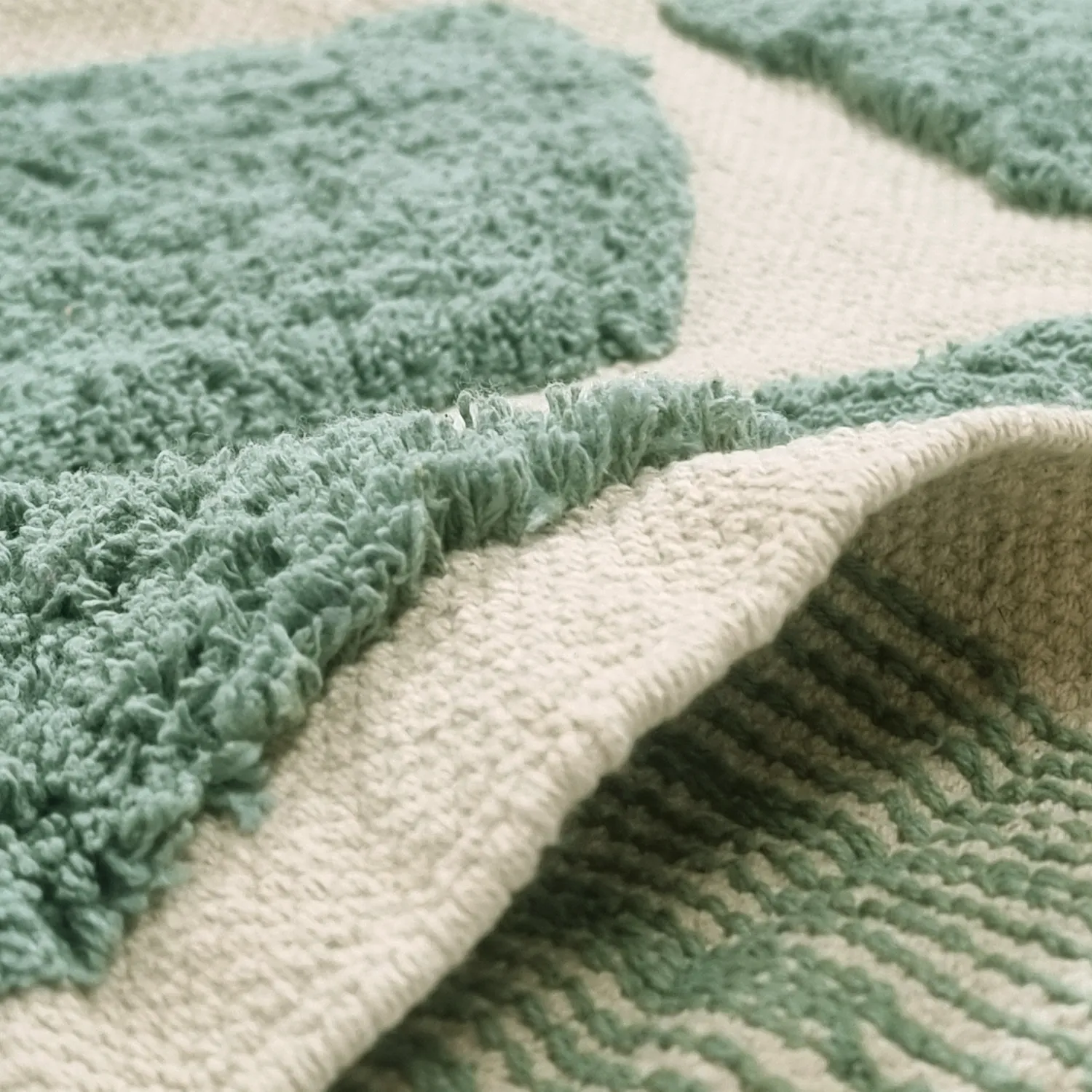 Tapis à poils longs - Cyrus Natural Cotton Shaggy (vert)