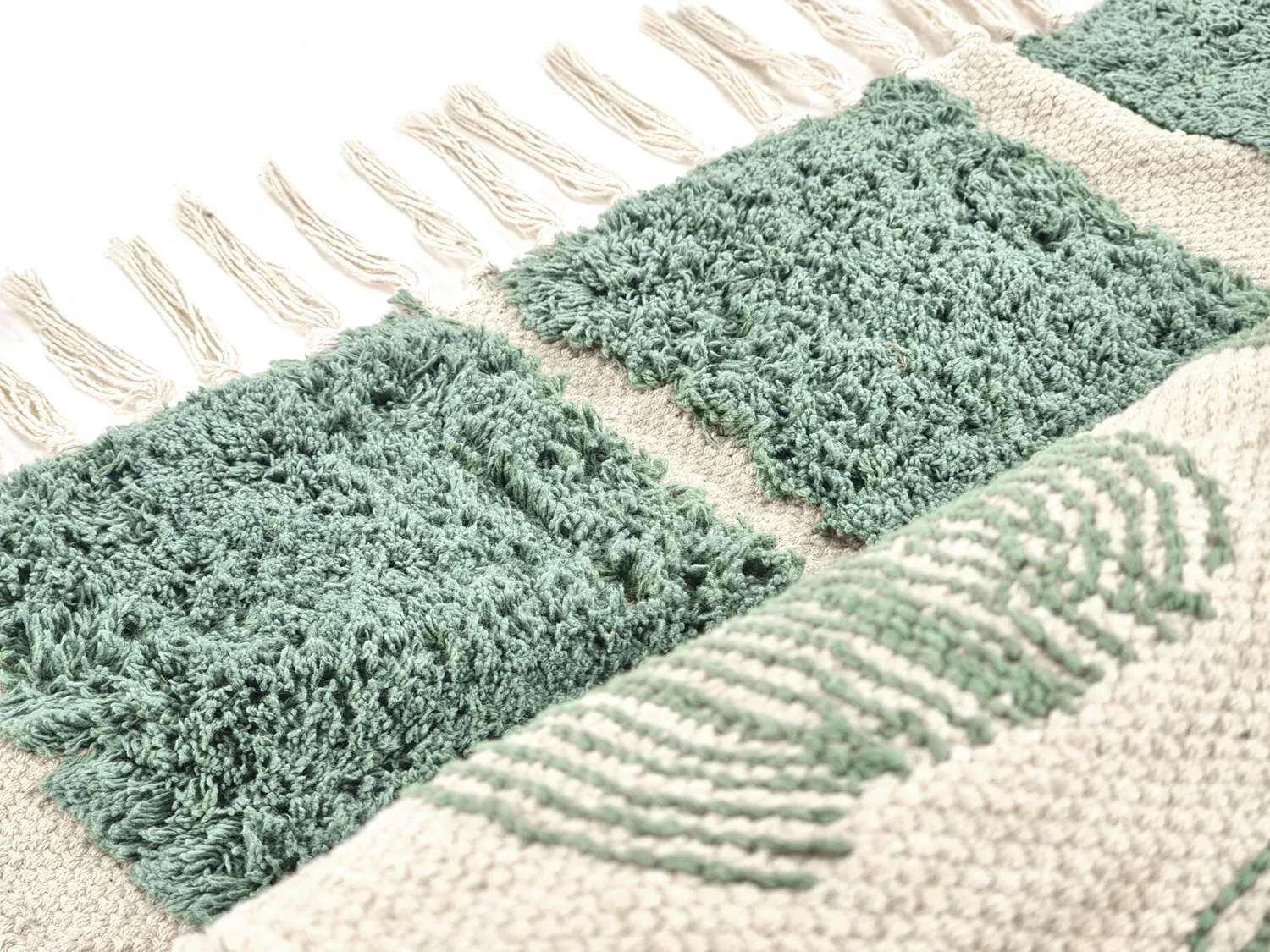 Tapis à poils longs - Cyrus Natural Cotton Shaggy (vert)