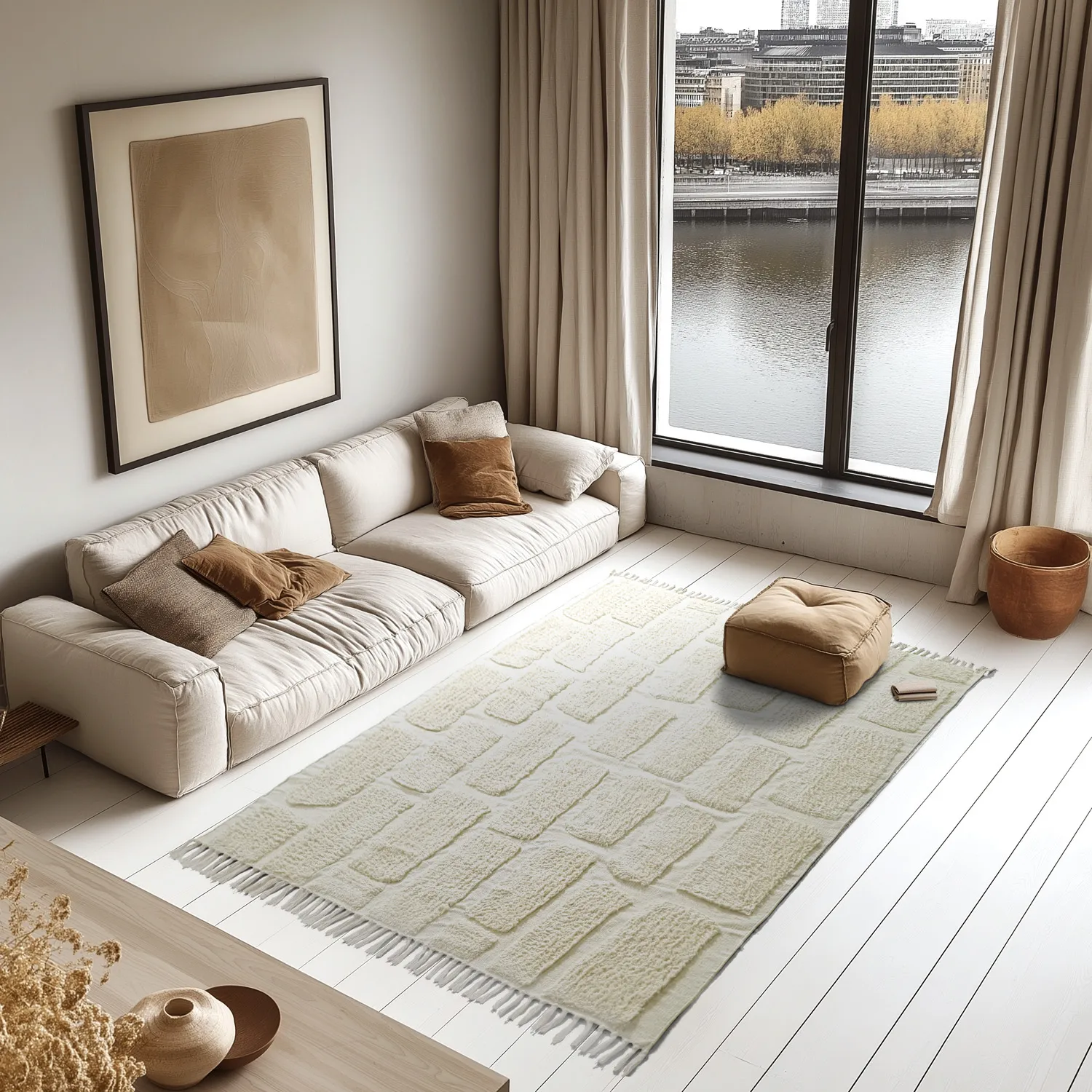Tapis à poils longs - Cyrus Natural Cotton Shaggy (blanc cassé)