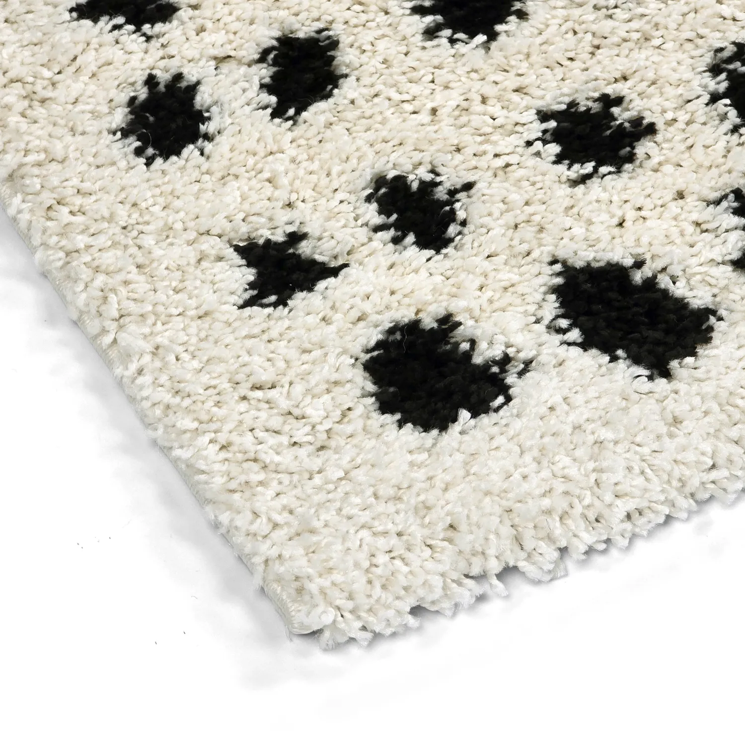 Tapis à poils longs - Dotty (noir/blanc)