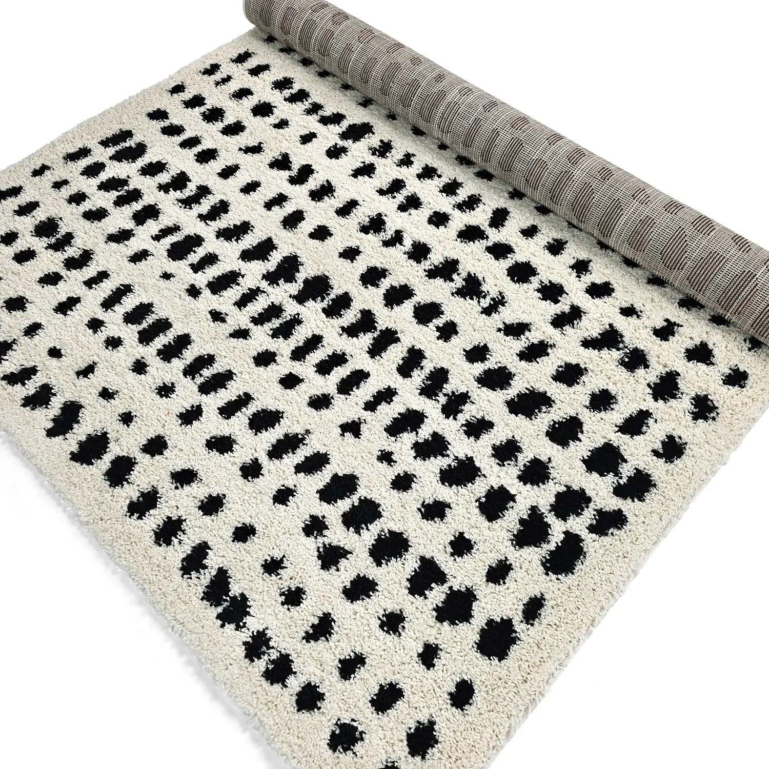 Tapis à poils longs - Dotty (noir/blanc)