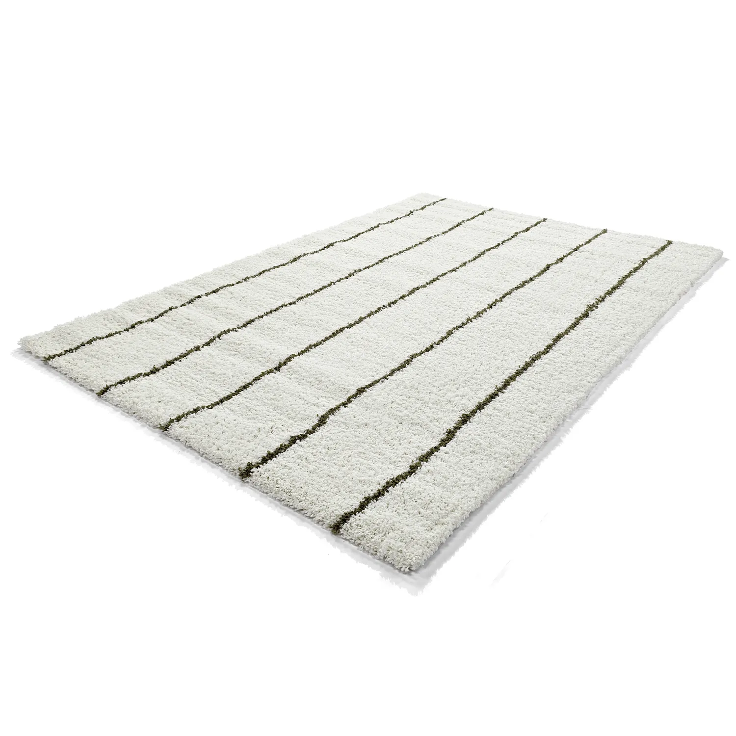 Tapis à poils longs - Eze (blanc/vert)