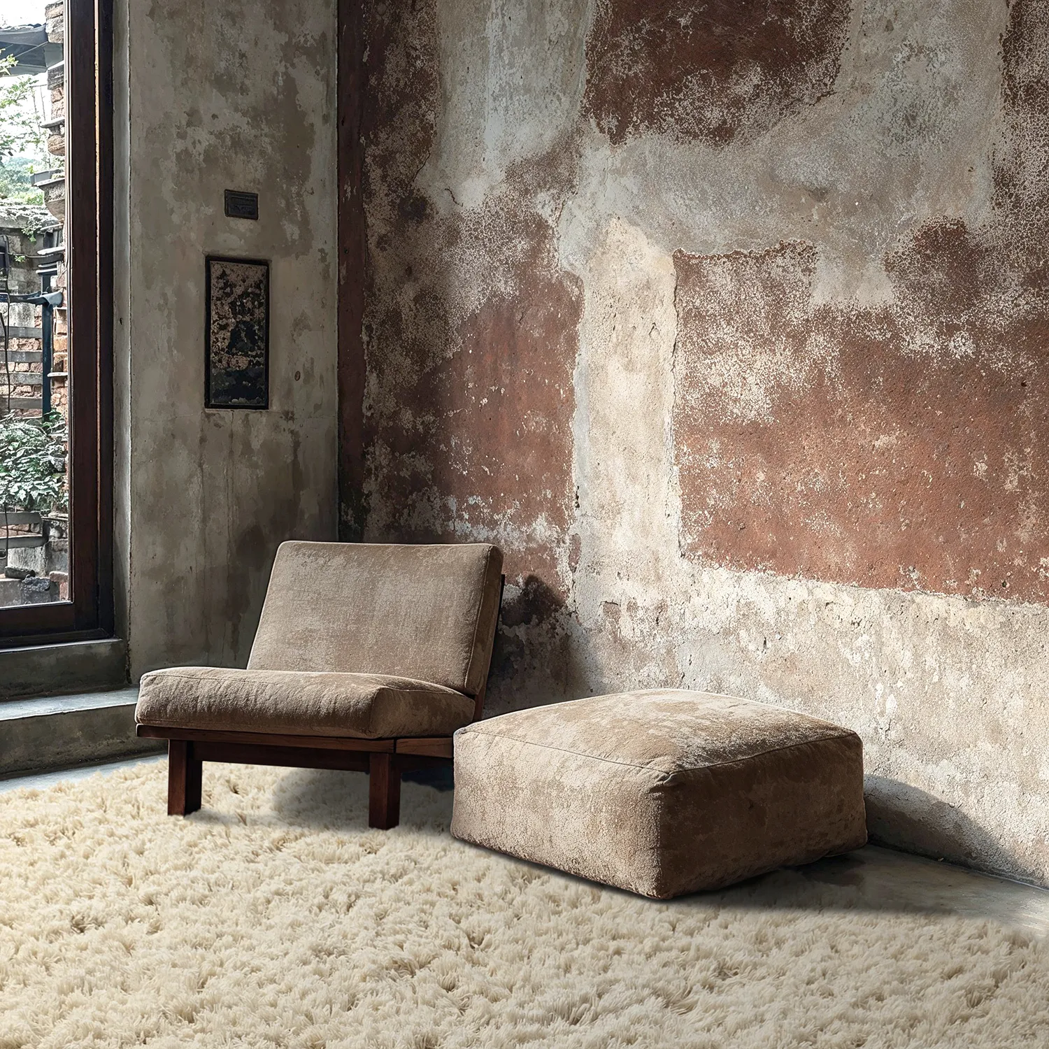 Tapis shaggy - Fassale Hand Woven Wool Shaggy (crème)