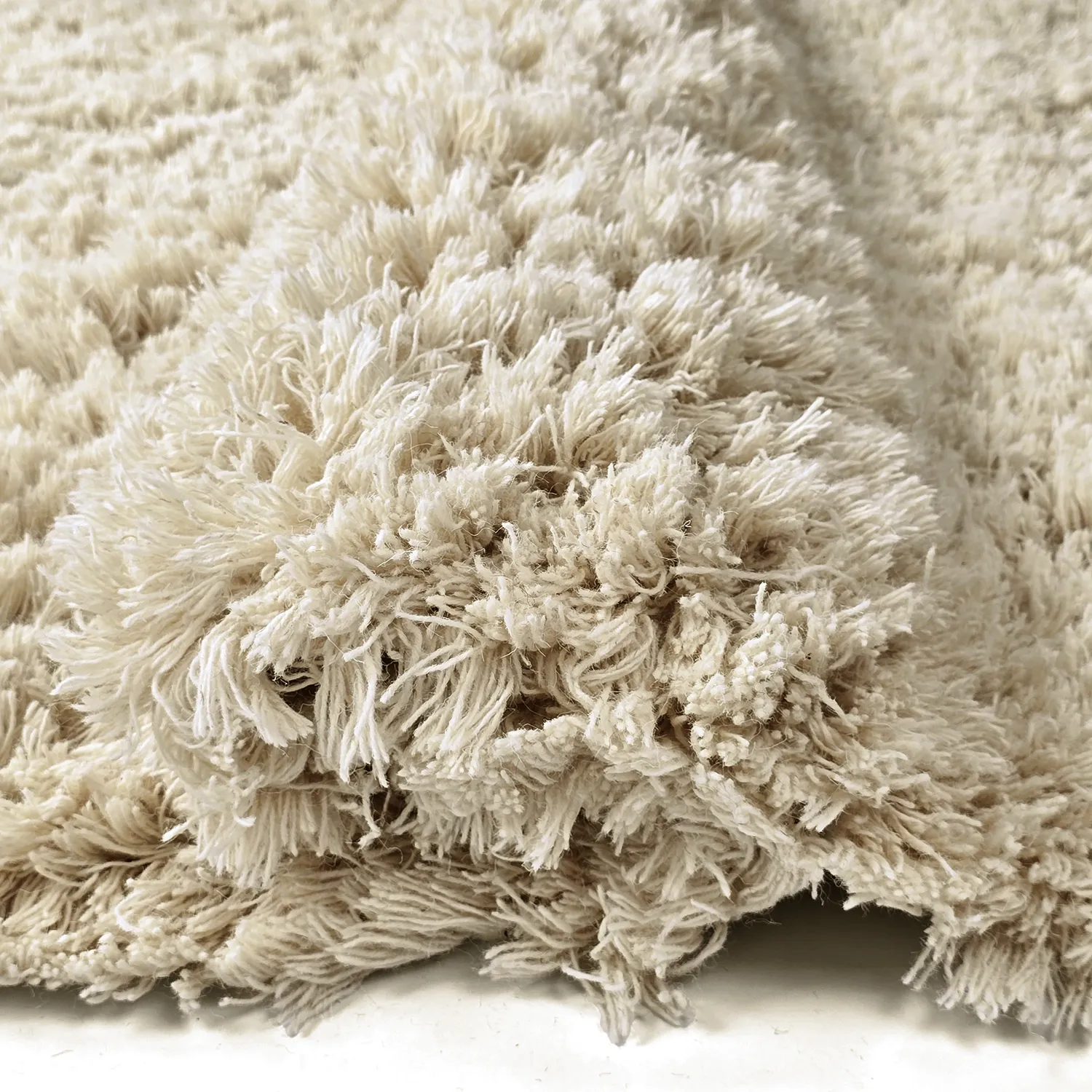 Tapis shaggy - Fassale Hand Woven Wool Shaggy (crème)