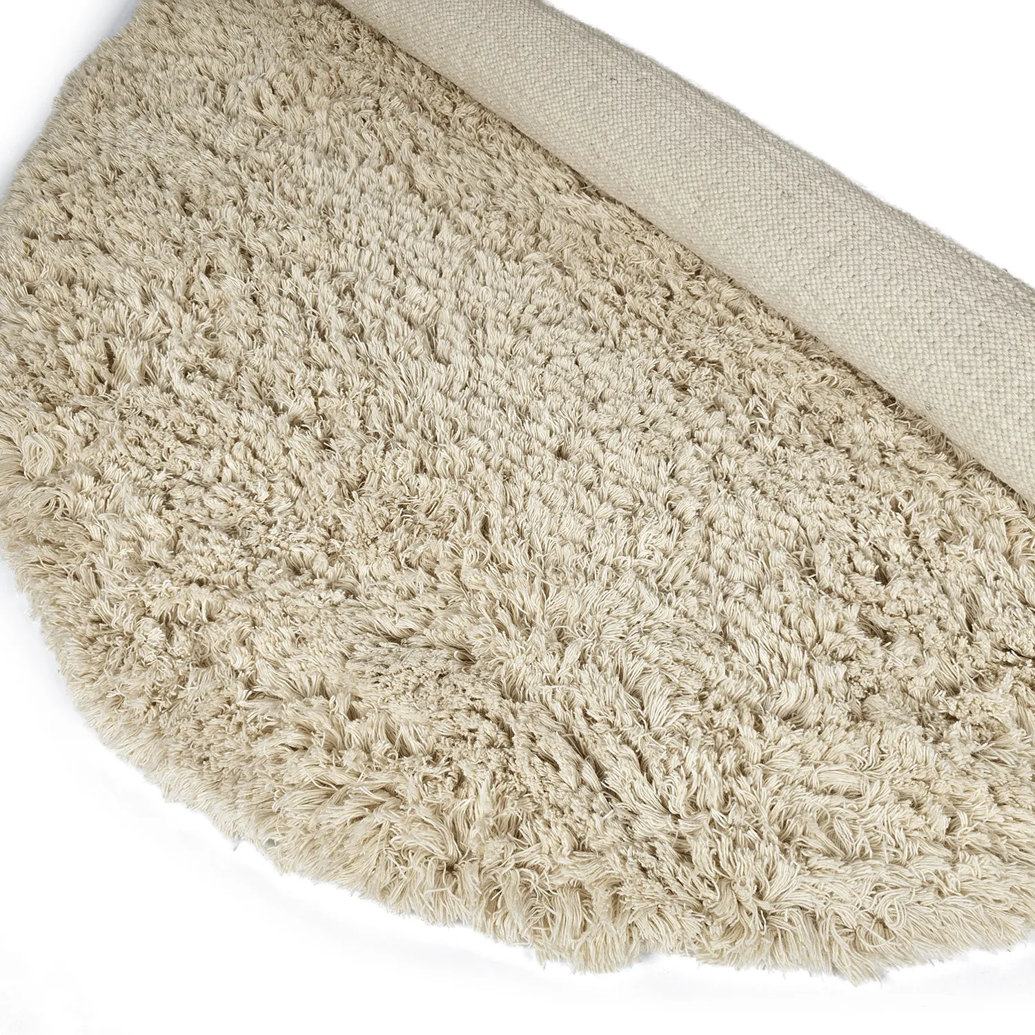 Tapis rond - Fassale Hand Woven Wool Shaggy (crème)