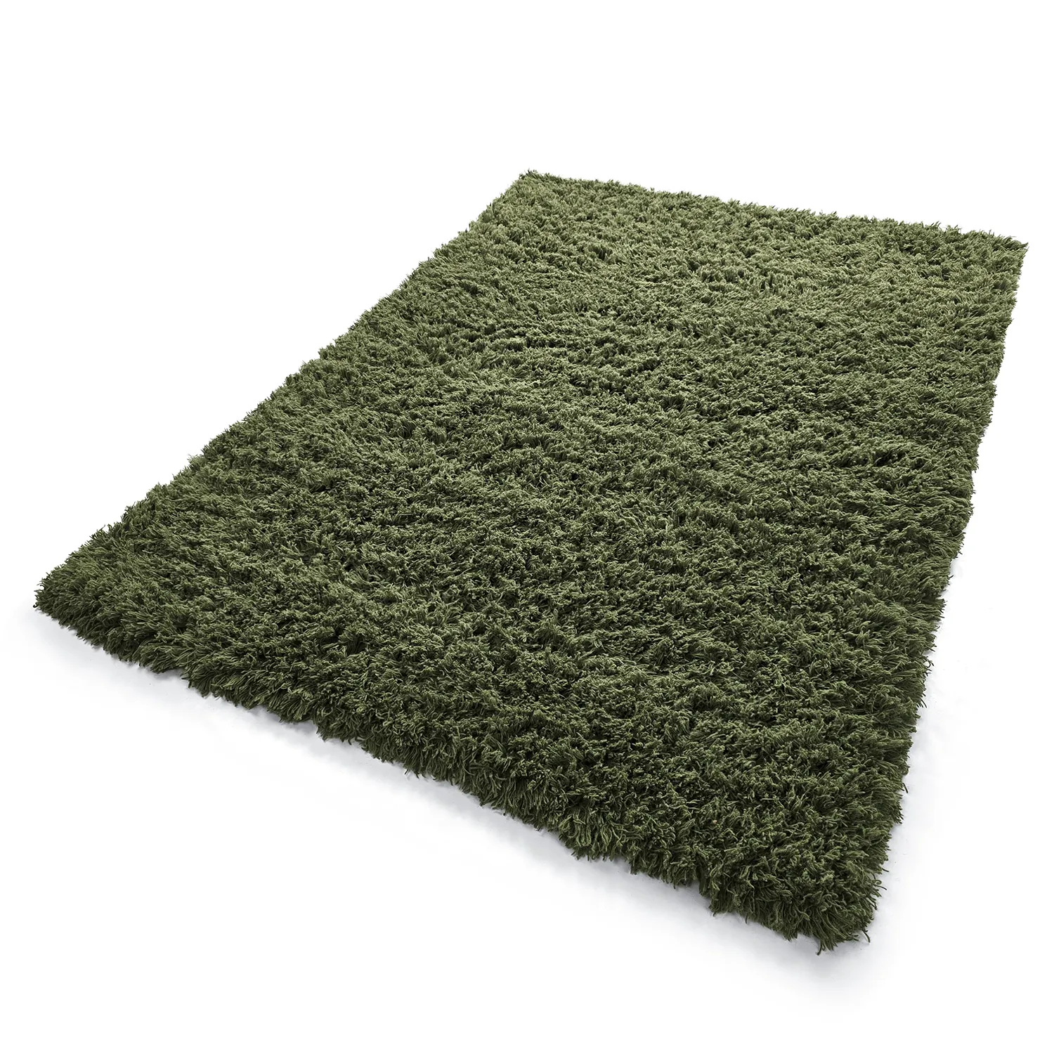 Tapis shaggy - Fassale Hand Woven Wool Shaggy (vert mousse)