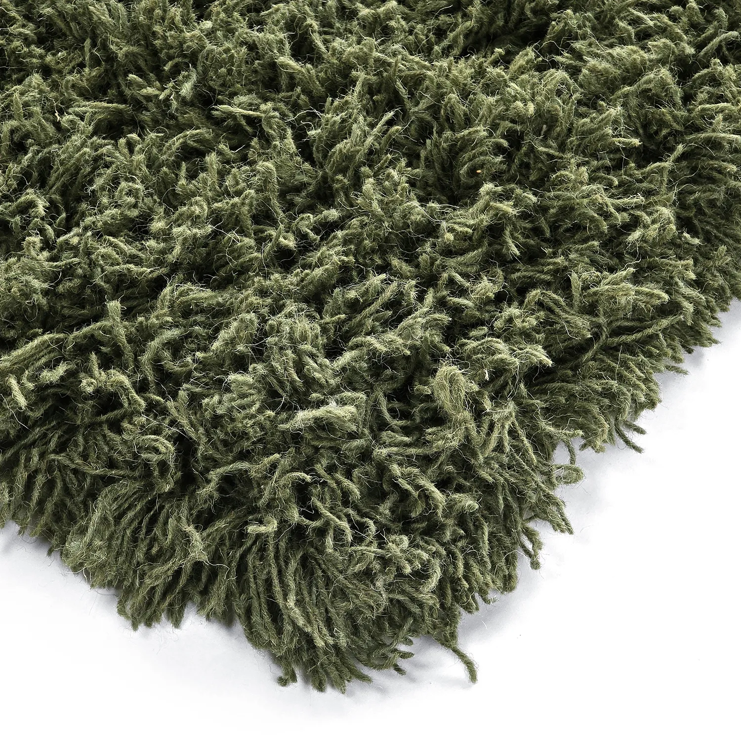 Tapis shaggy - Fassale Hand Woven Wool Shaggy (vert mousse)