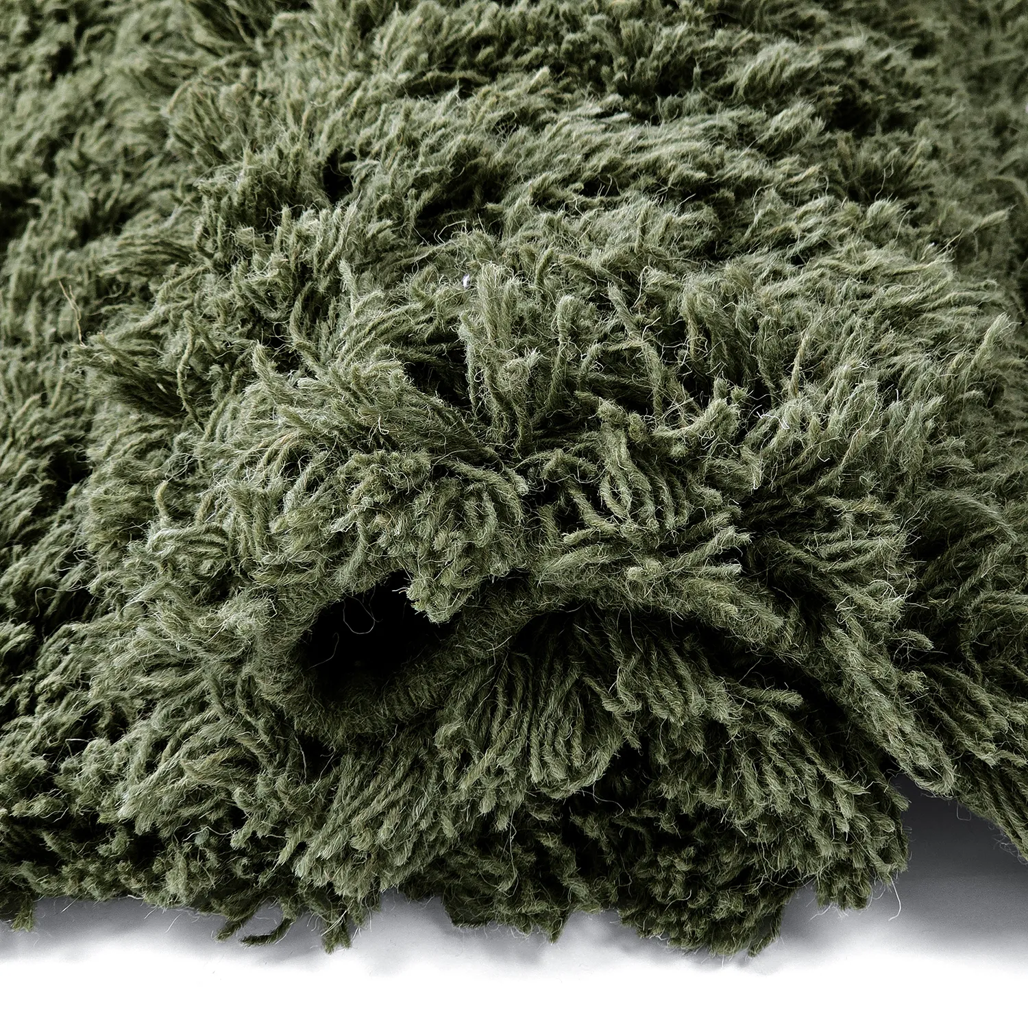 Tapis shaggy - Fassale Hand Woven Wool Shaggy (vert mousse)