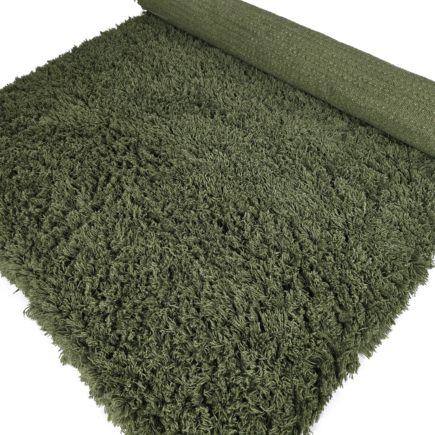 Tapis shaggy - Fassale Hand Woven Wool Shaggy (vert mousse)