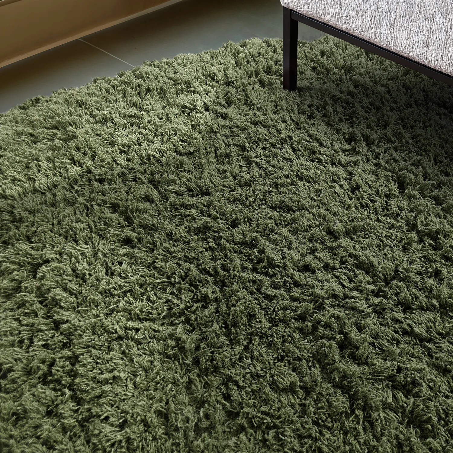 Tapis rond - Fassale Hand Woven Wool Shaggy (vert mousse)
