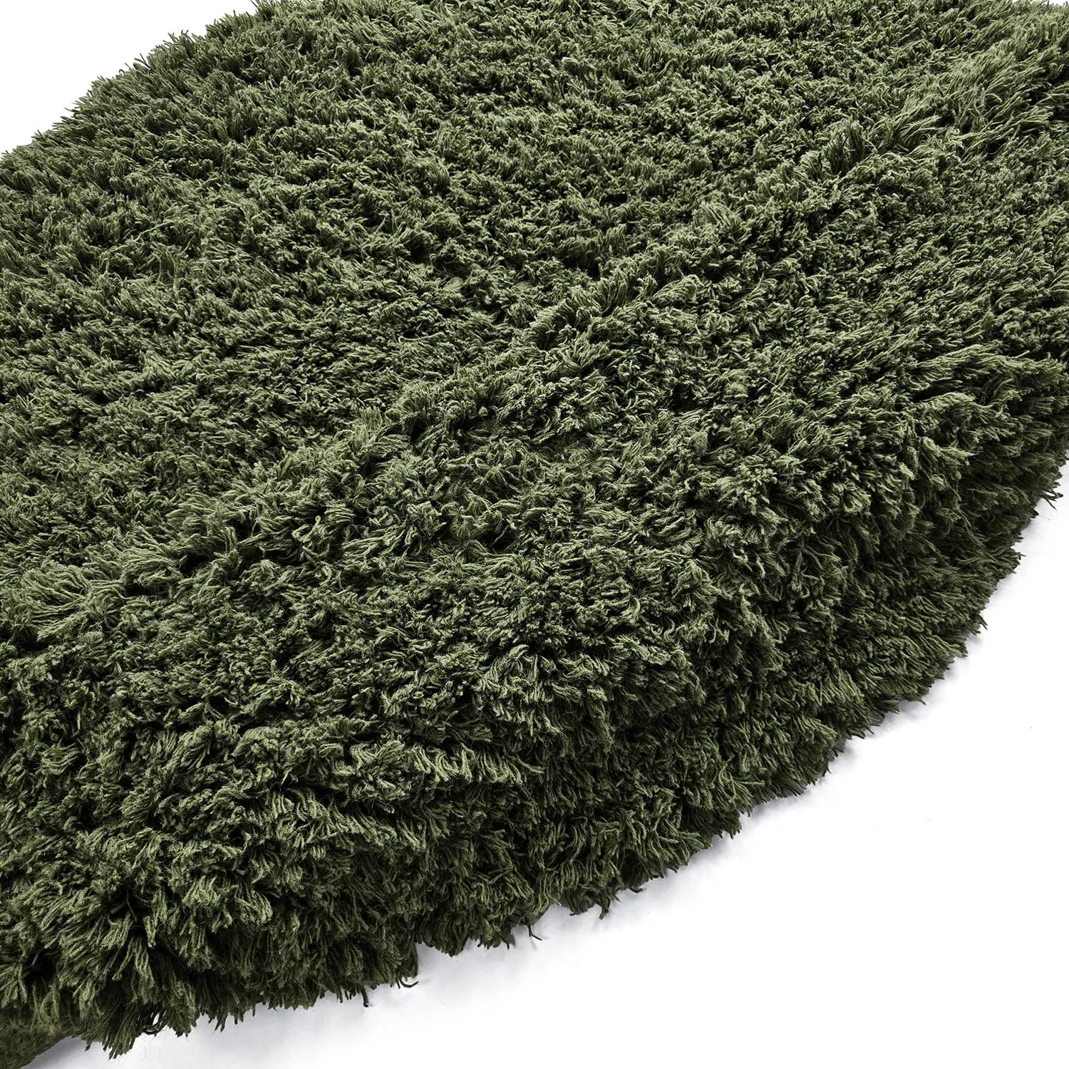 Tapis rond - Fassale Hand Woven Wool Shaggy (vert mousse)