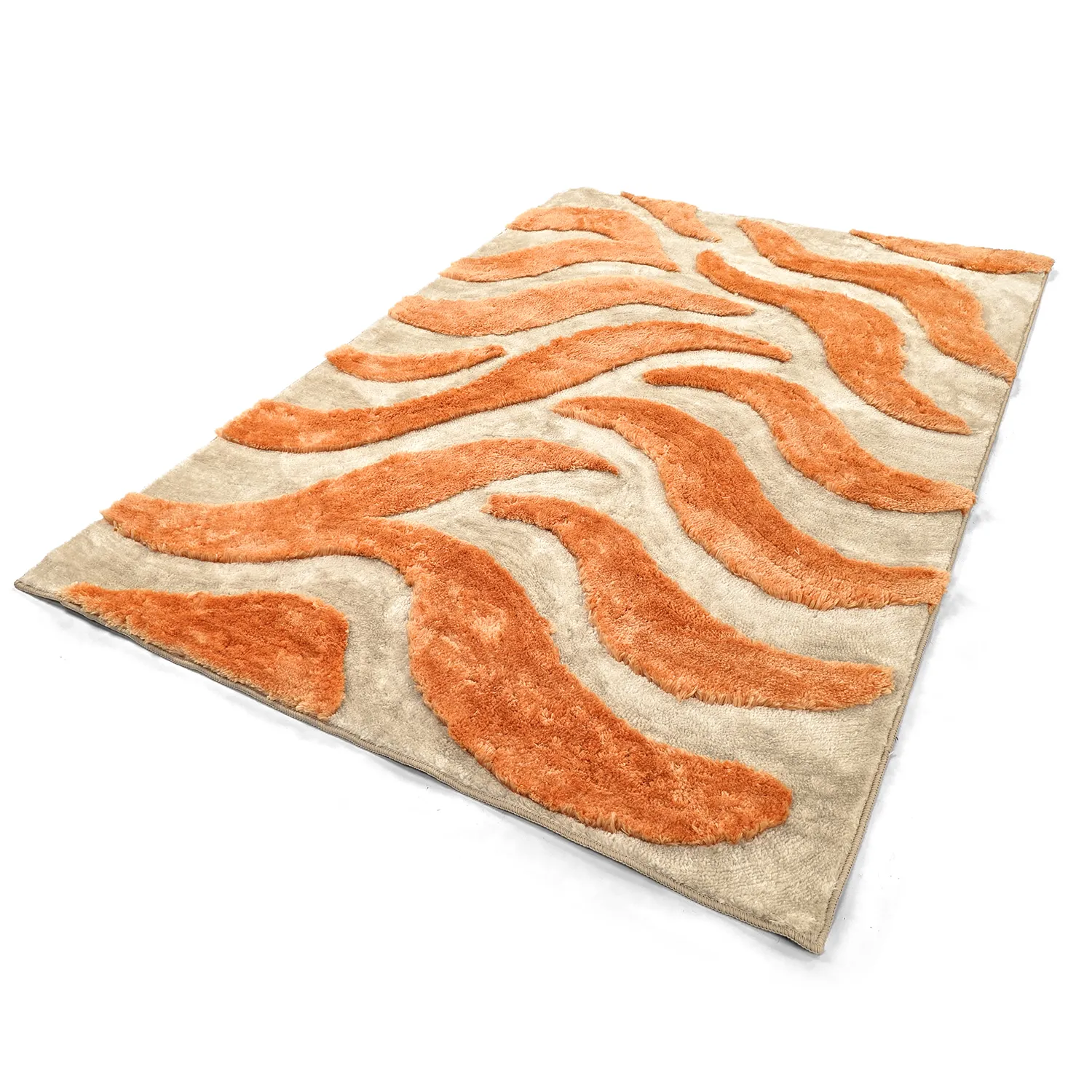 Tapis shaggy - Fergana (crème/orange)