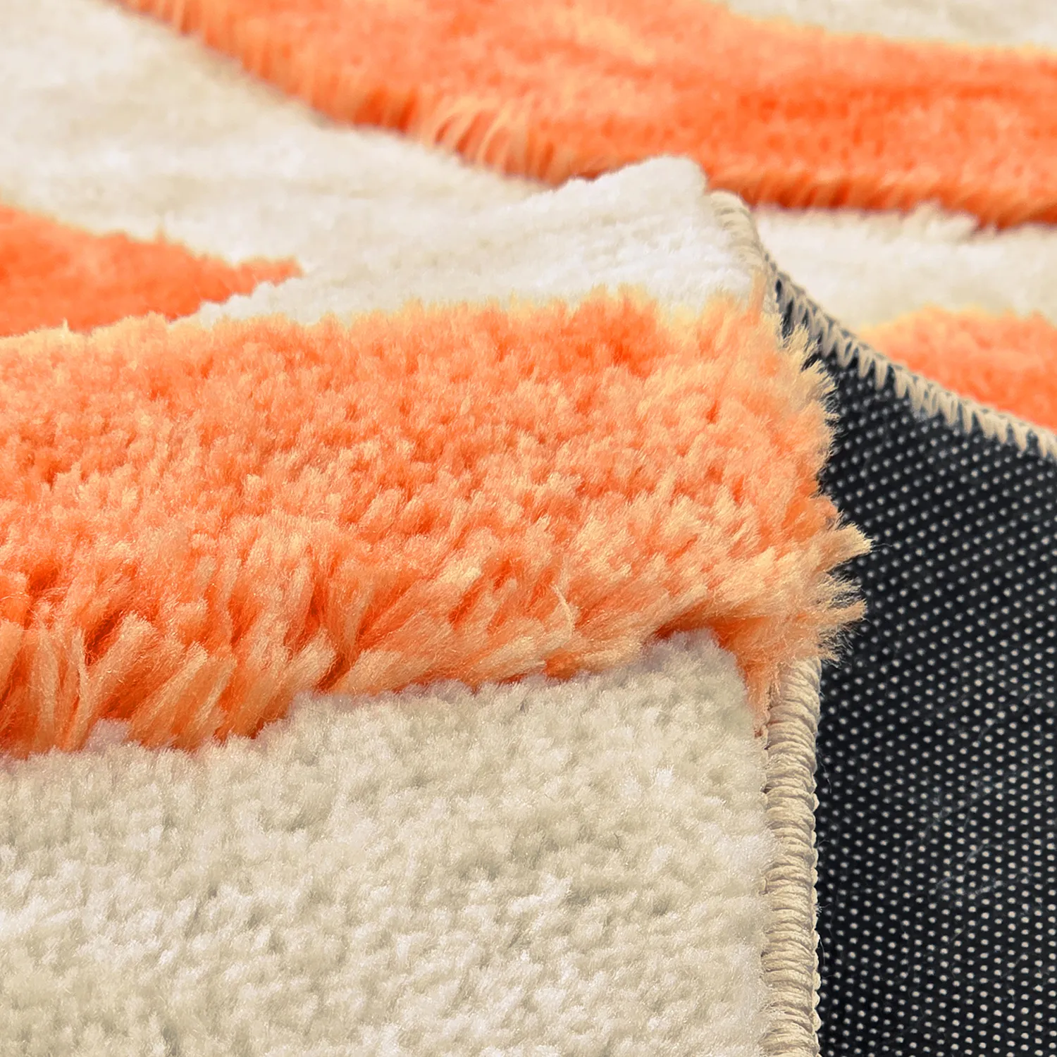 Tapis shaggy - Fergana (crème/orange)