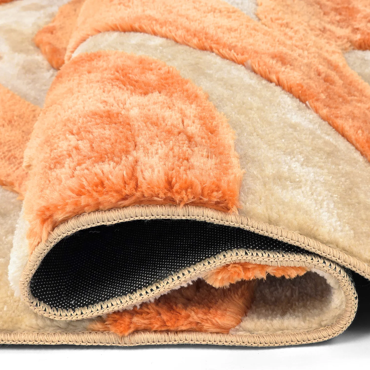 Tapis shaggy - Fergana (crème/orange)