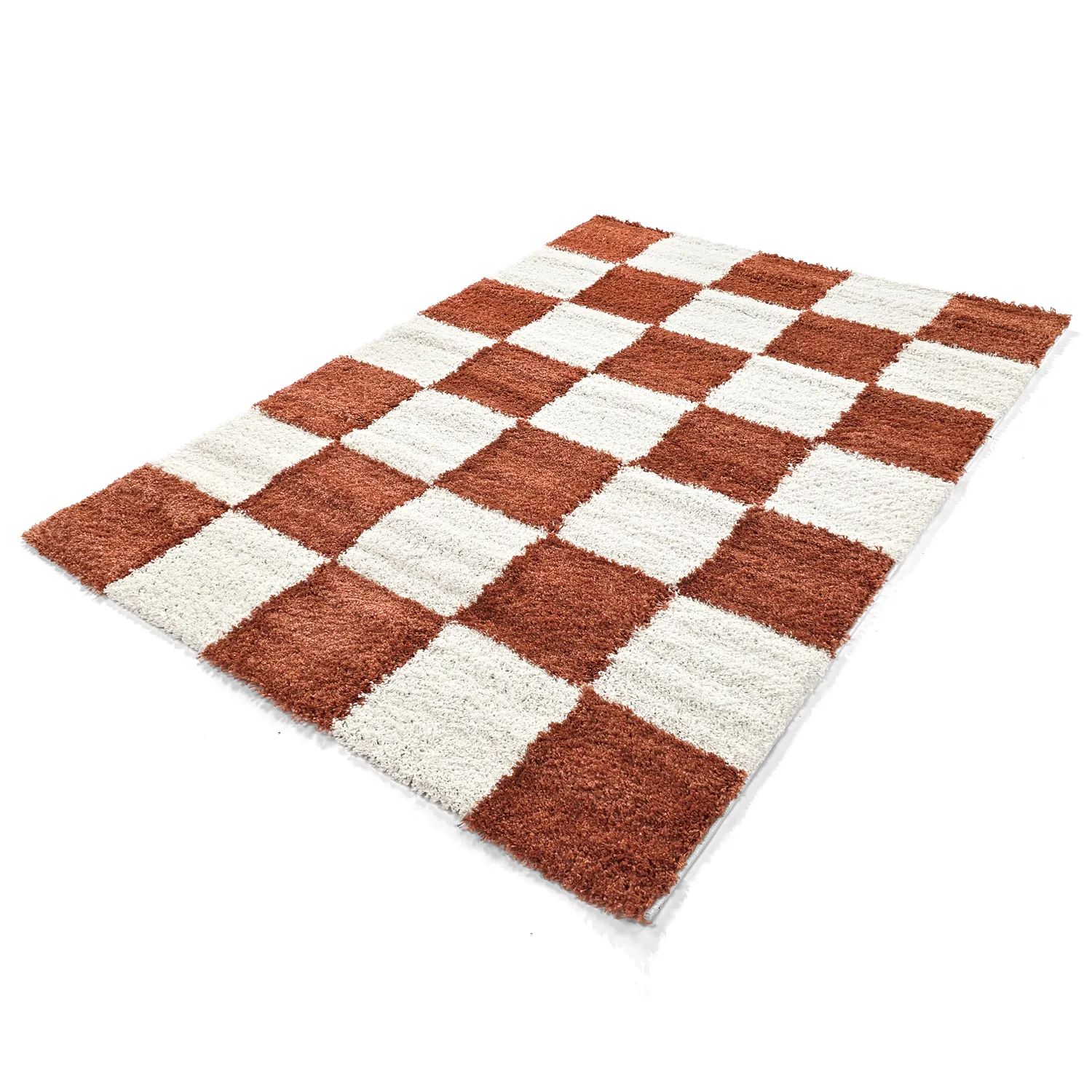 Tapis à poils longs - Gordes (orange/blanc)