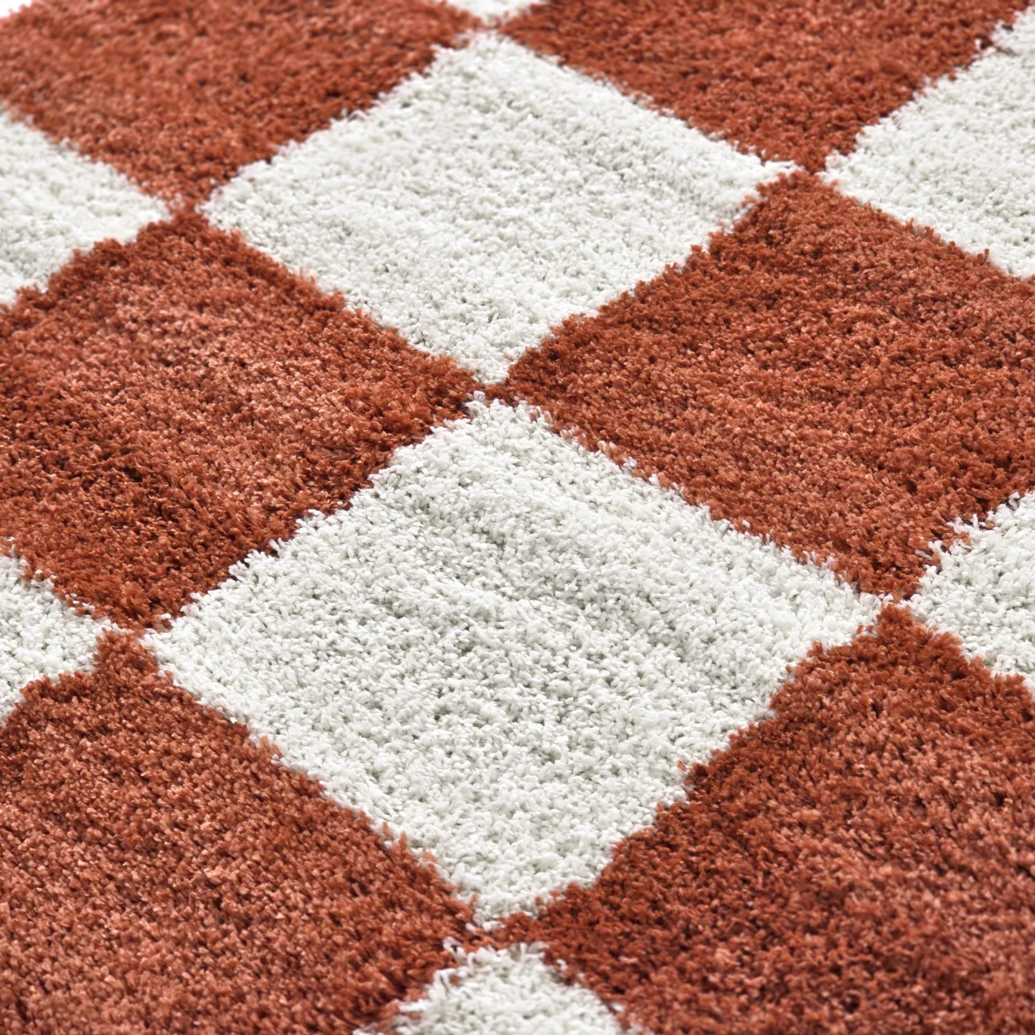 Tapis à poils longs - Gordes (orange/blanc)