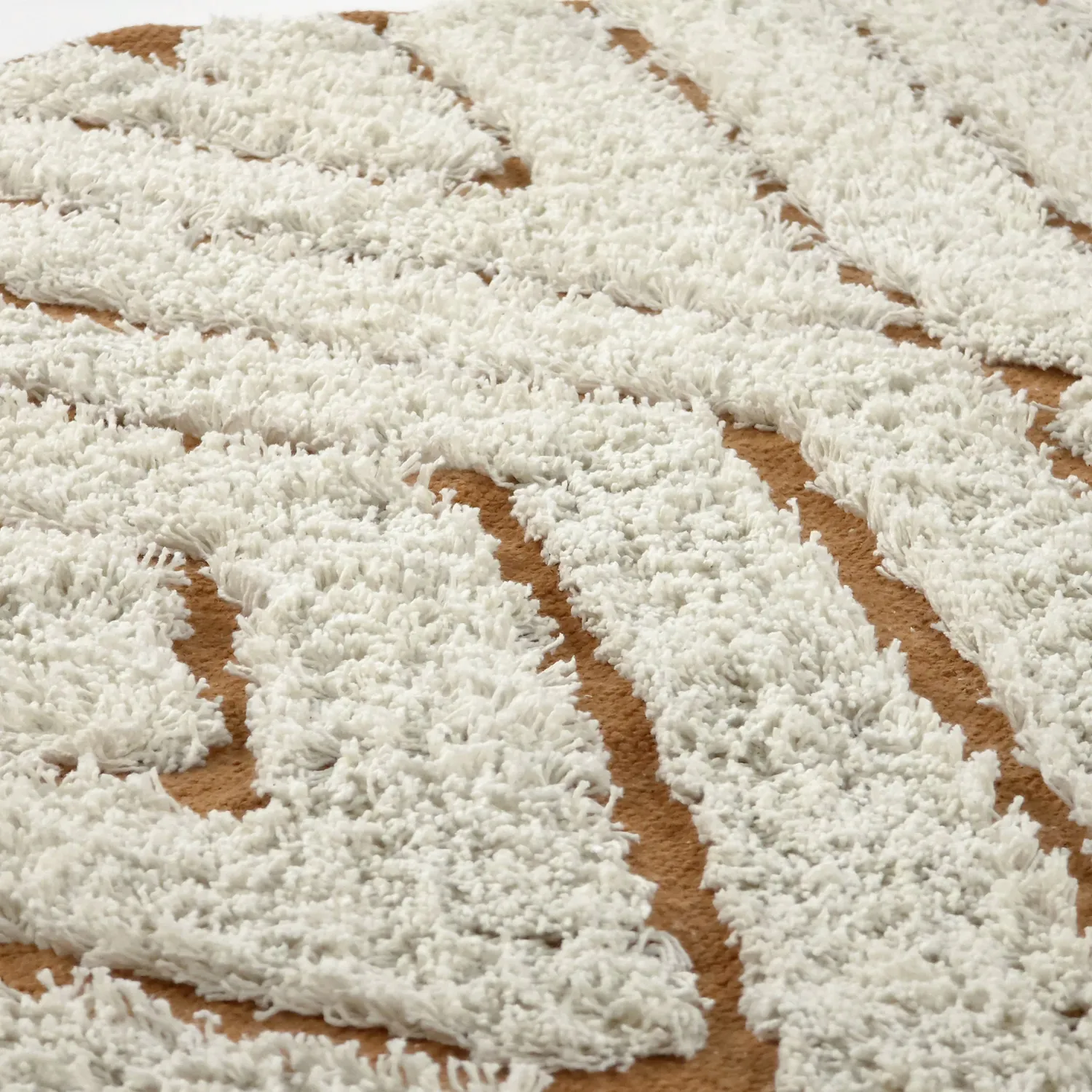 Tapis rond - Holwell Natural Cotton Shaggy (umazano bela/rjava)