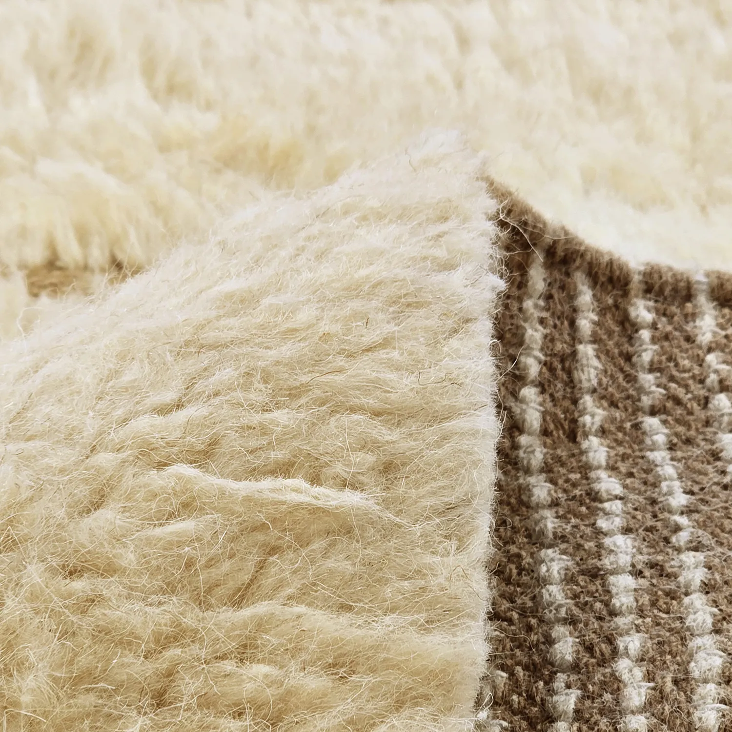 Tapis shaggy - Kiberg Hand Woven Wool Shaggy (crème)