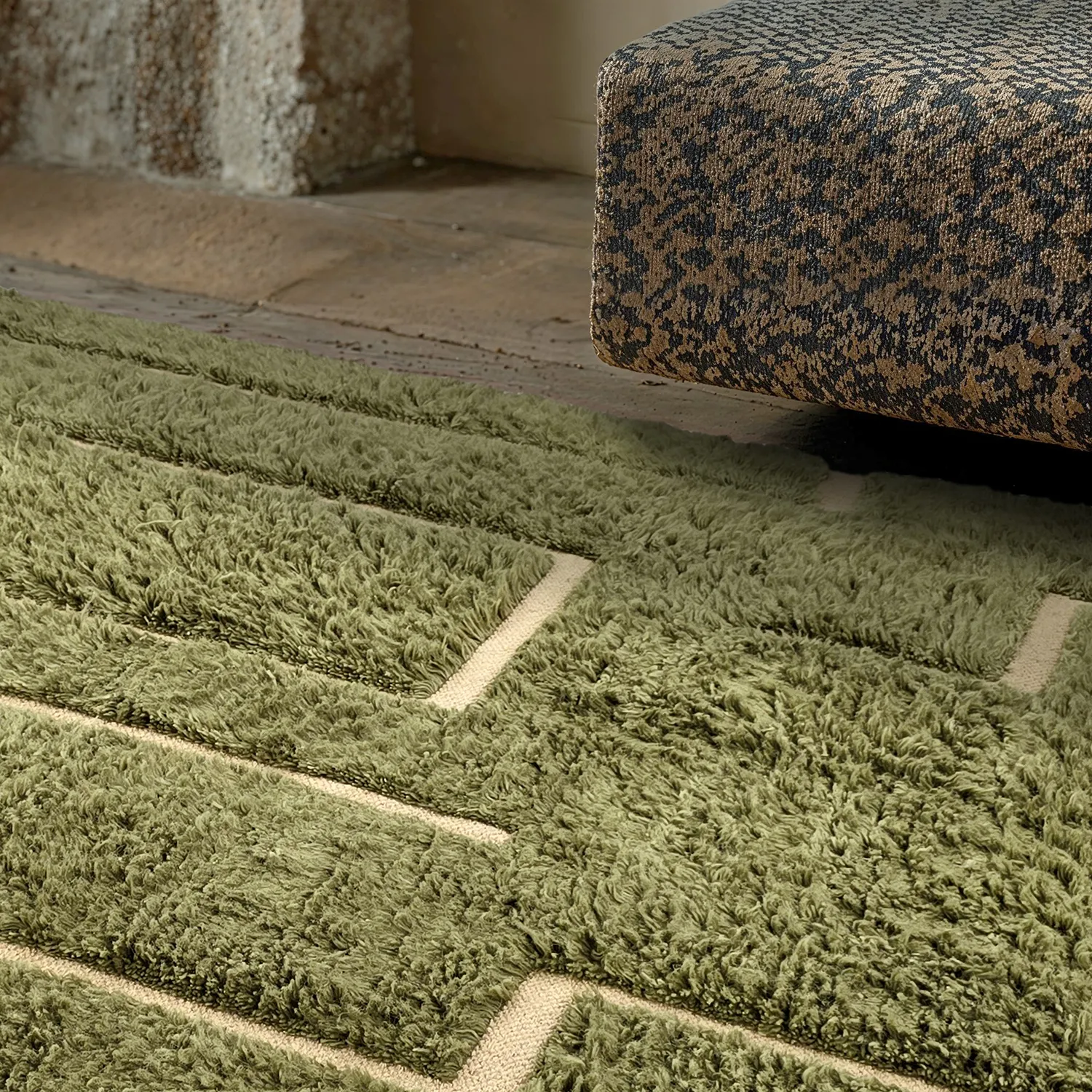 Tapis shaggy - Kiberg Hand Woven Wool Shaggy (vert)