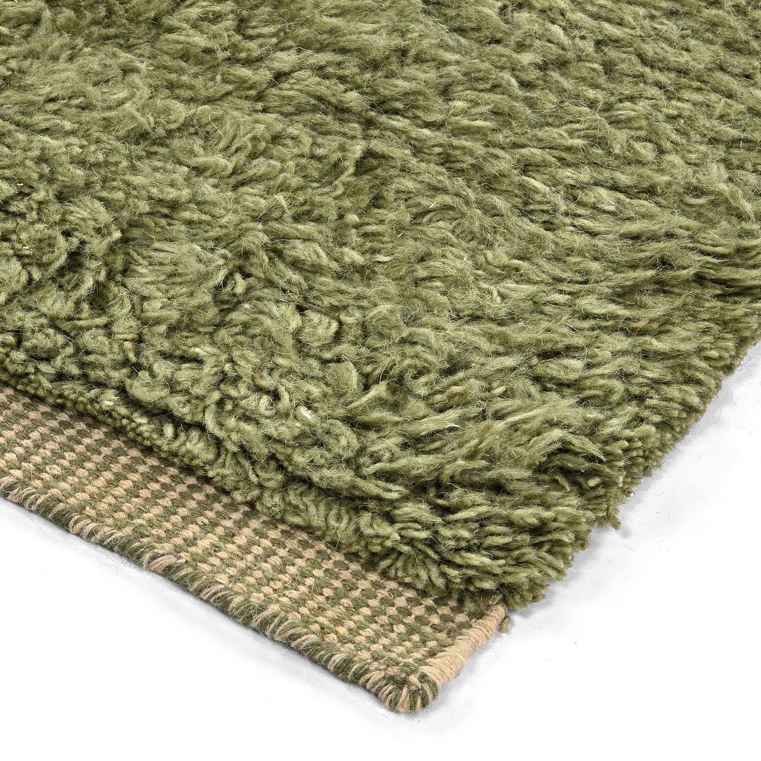 Tapis shaggy - Kiberg Hand Woven Wool Shaggy (vert)