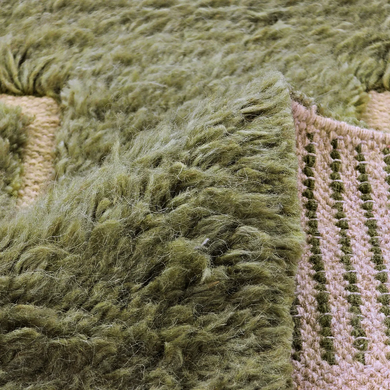 Tapis shaggy - Kiberg Hand Woven Wool Shaggy (vert)