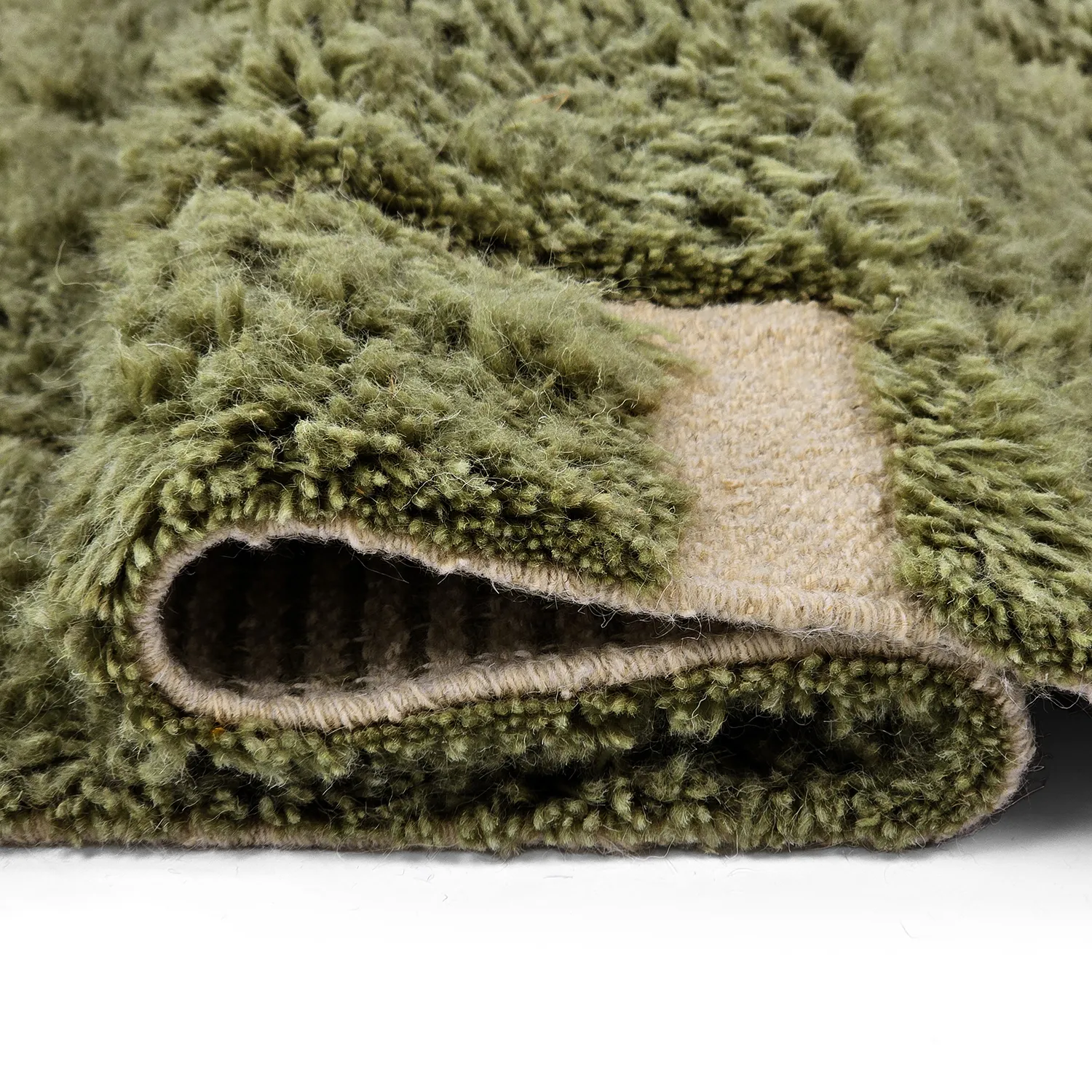 Tapis shaggy - Kiberg Hand Woven Wool Shaggy (vert)