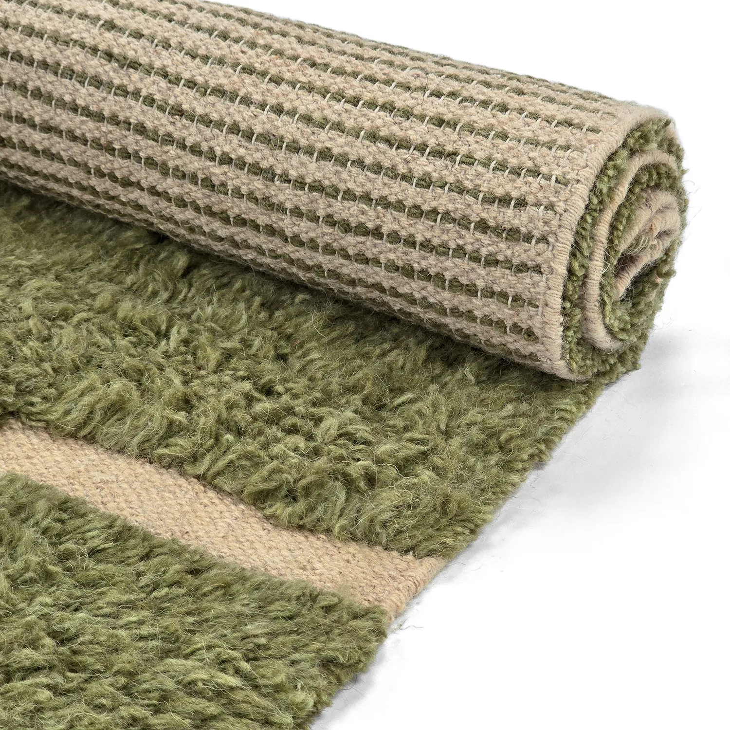 Tapis shaggy - Kiberg Hand Woven Wool Shaggy (vert)