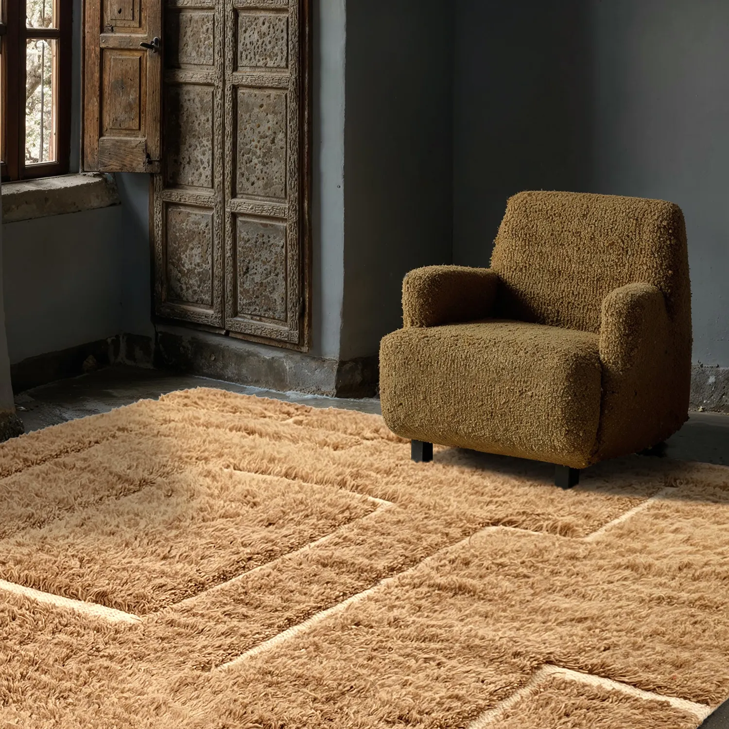 Tapis shaggy - Kiberg Hand Woven Wool Shaggy (beige)