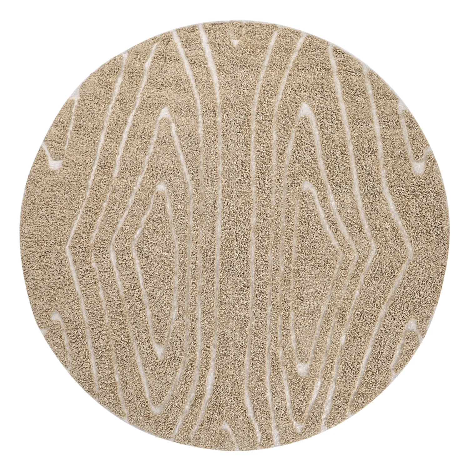 Tapis rond - Kindon Natural Cotton Shaggy (bež/bela)