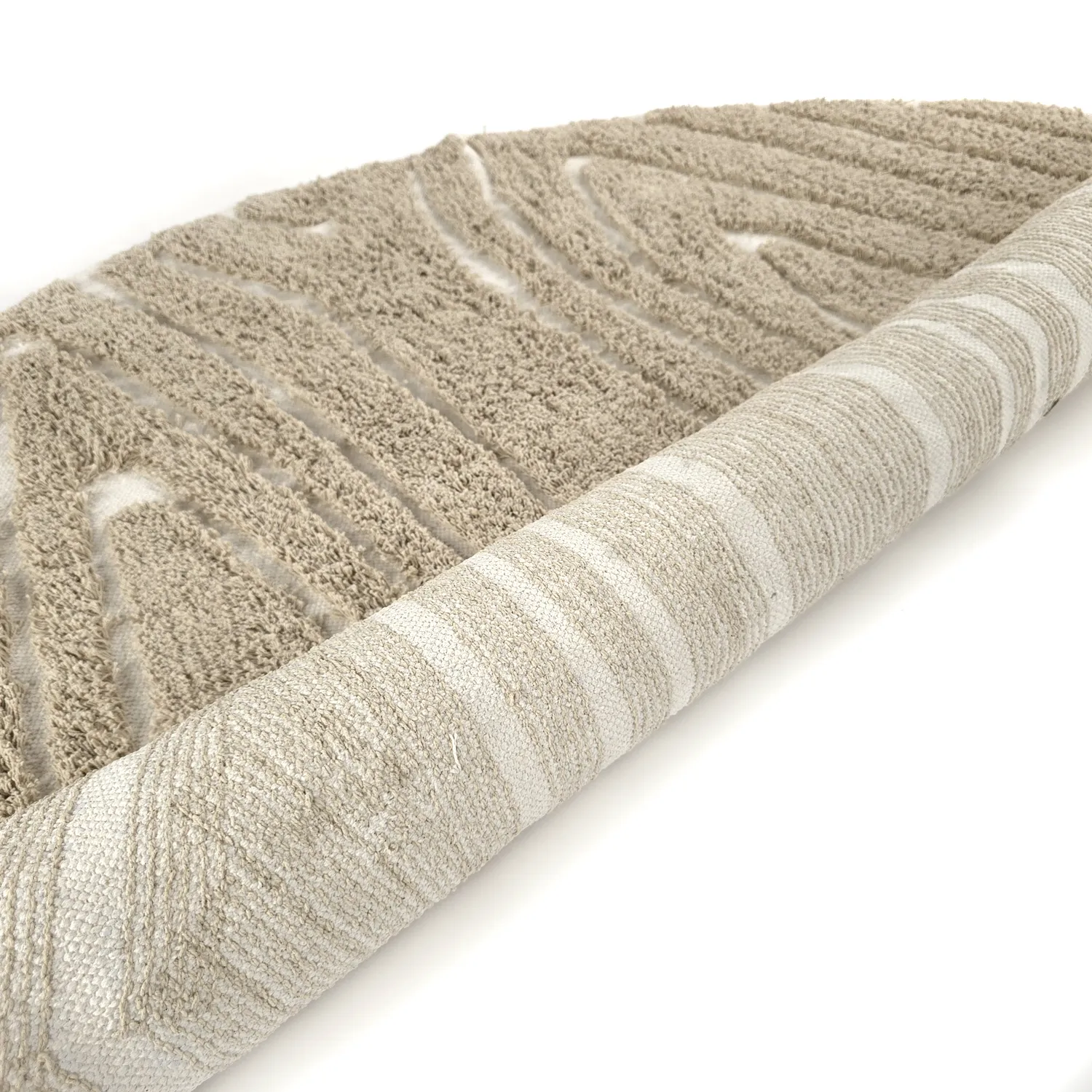 Tapis rond - Kindon Natural Cotton Shaggy (bež/bela)