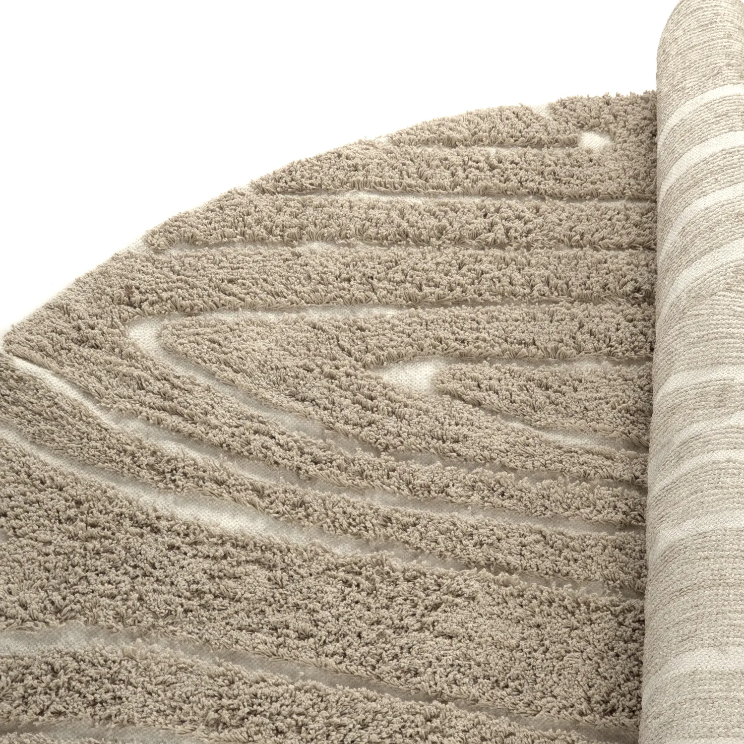 Tapis rond - Kindon Natural Cotton Shaggy (bež/bela)