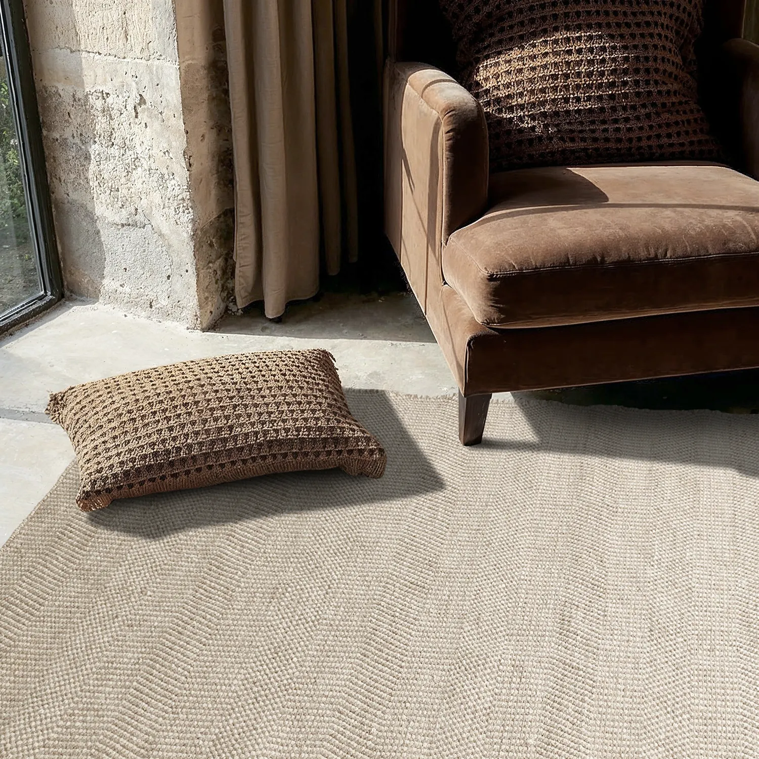 Tapis de laine - Larkana (beige/blanc)